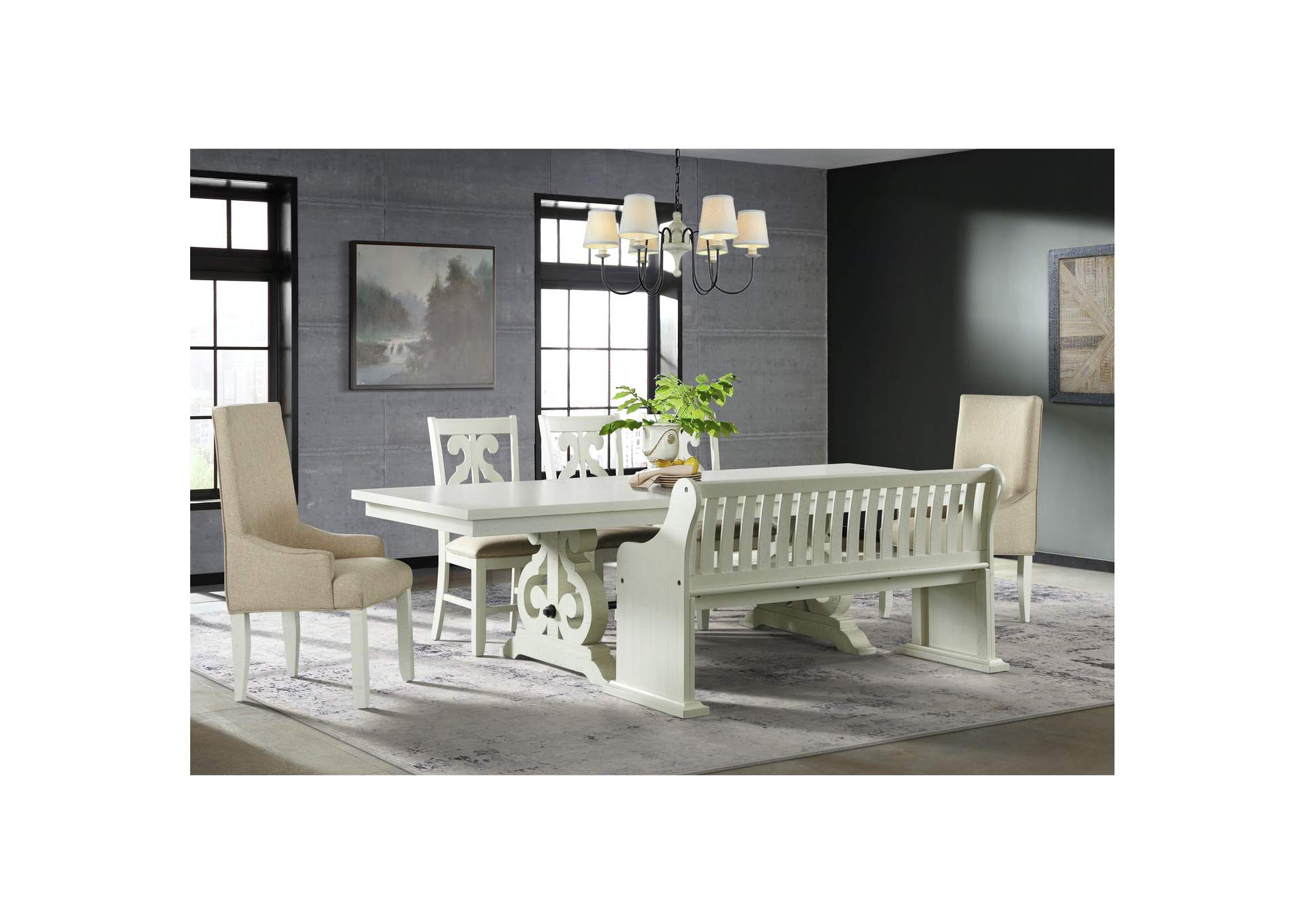 Stone Pew Bench In White