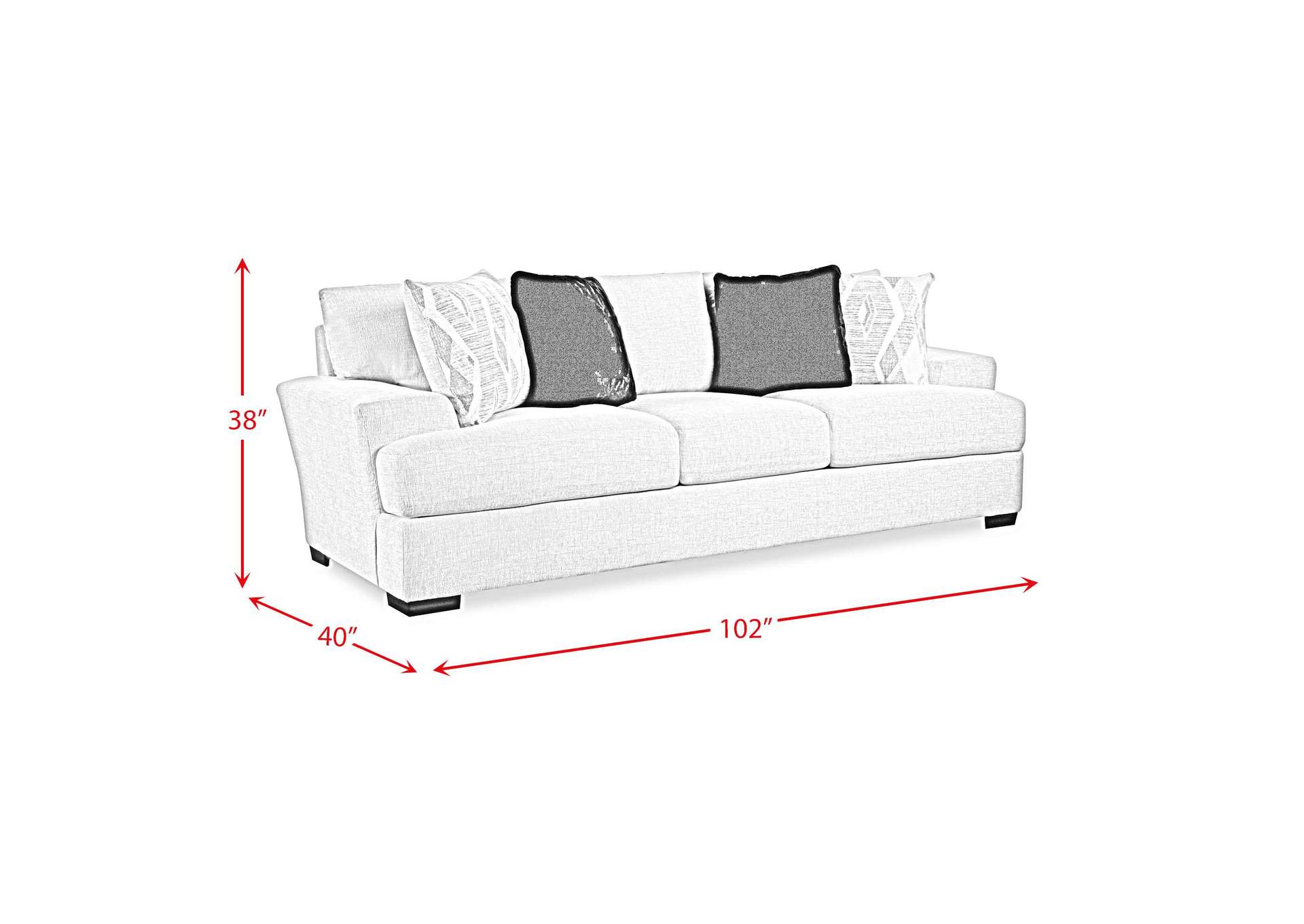 9010 Sofa In Fentasy Silver With 2 Pillows Naples Black 2 Pillows Exotica Birch image 6