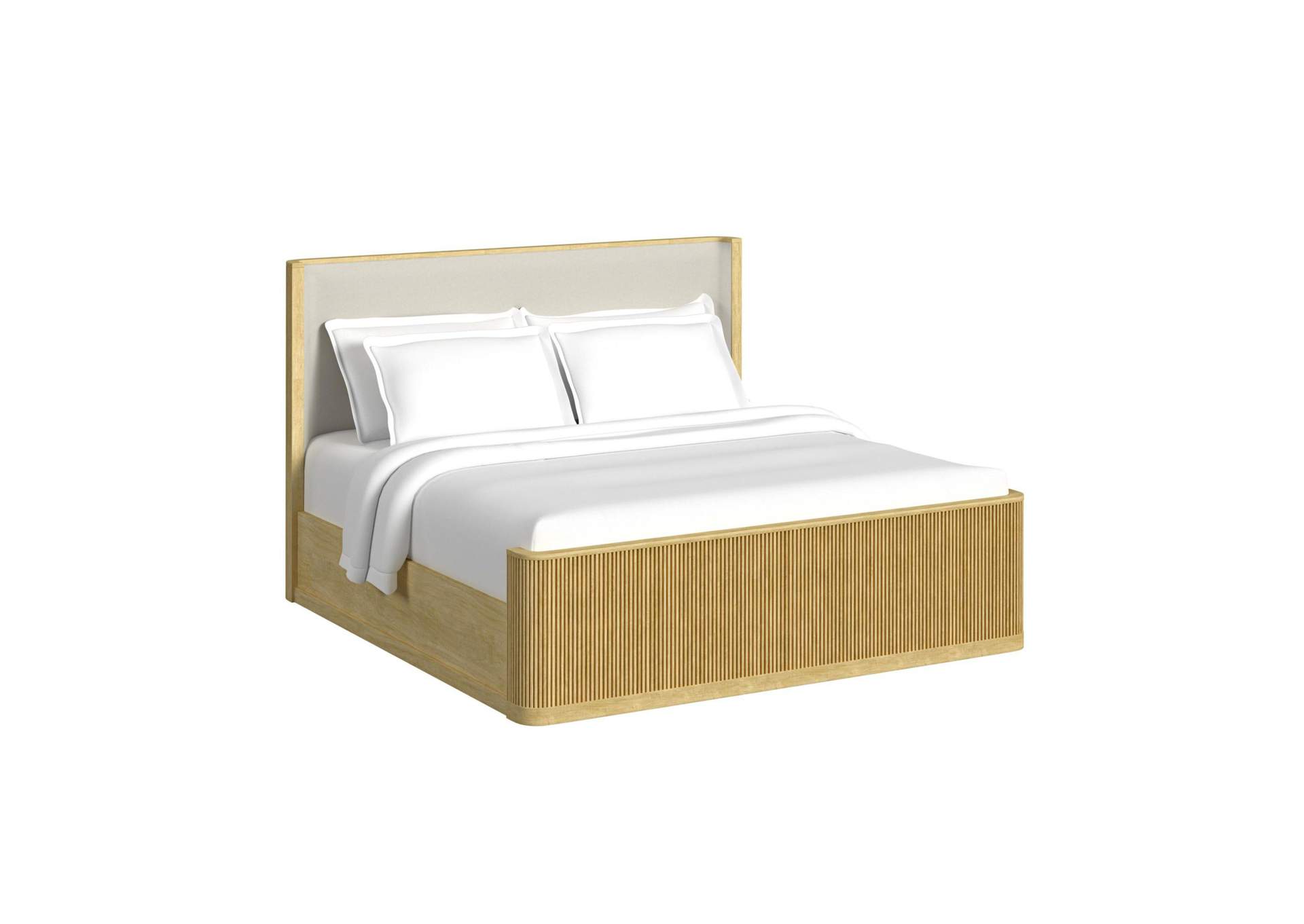 Sylvie King Upholstery Bed With White Fabric In Natural image 6