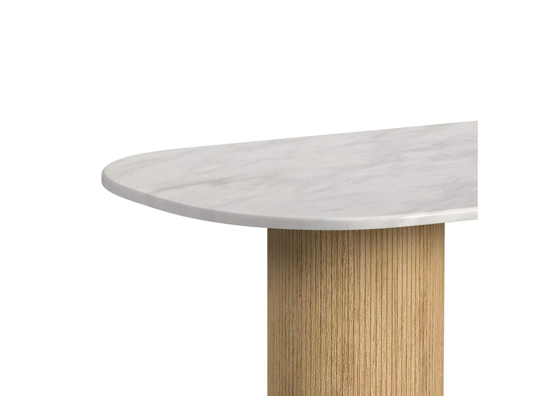 Sylvie Oval Dining Table With White Faux Marble Top In Natural image 3