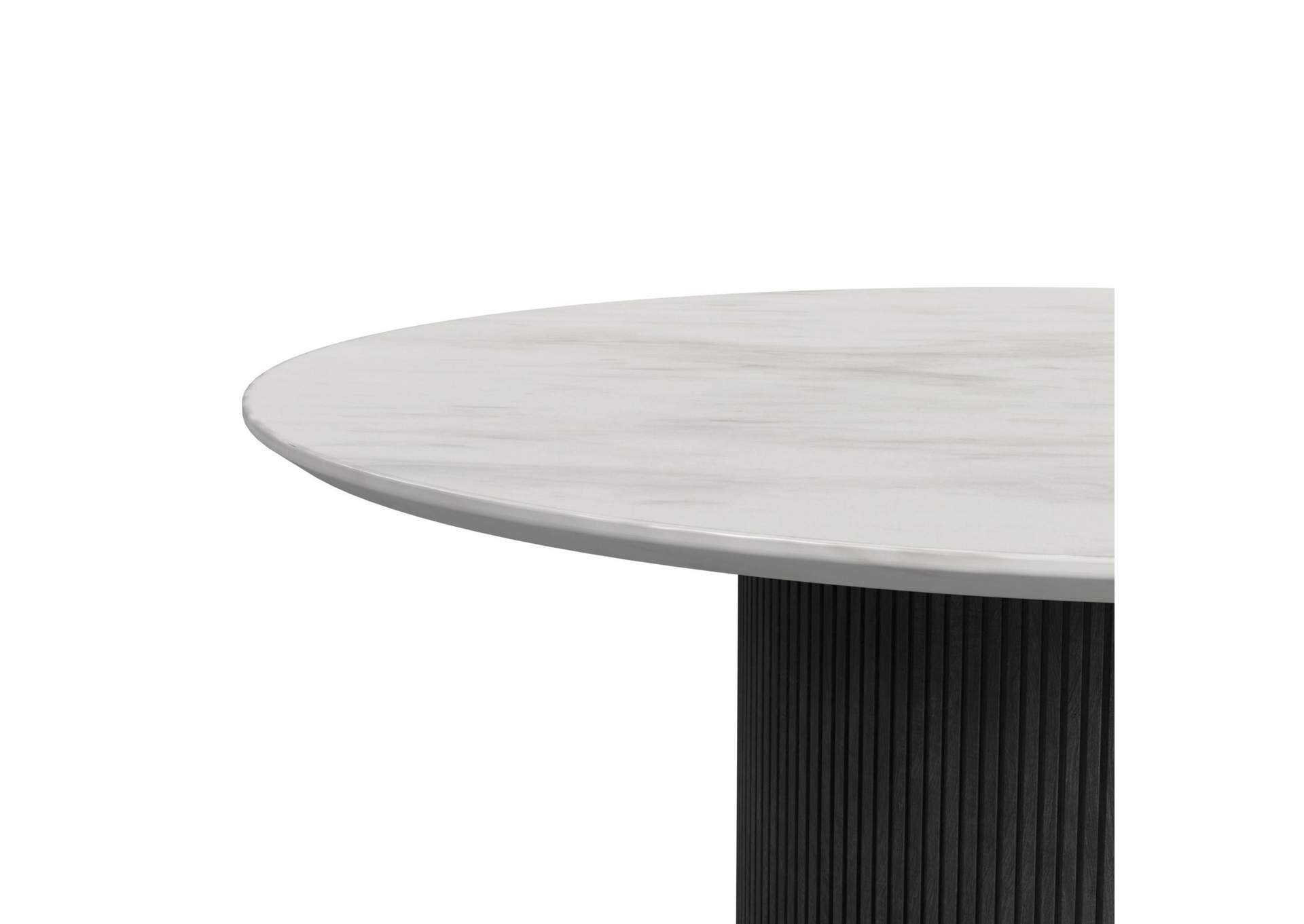 Sylvie Round Dining Table With White Faux Marble Top In Black With Grain image 3