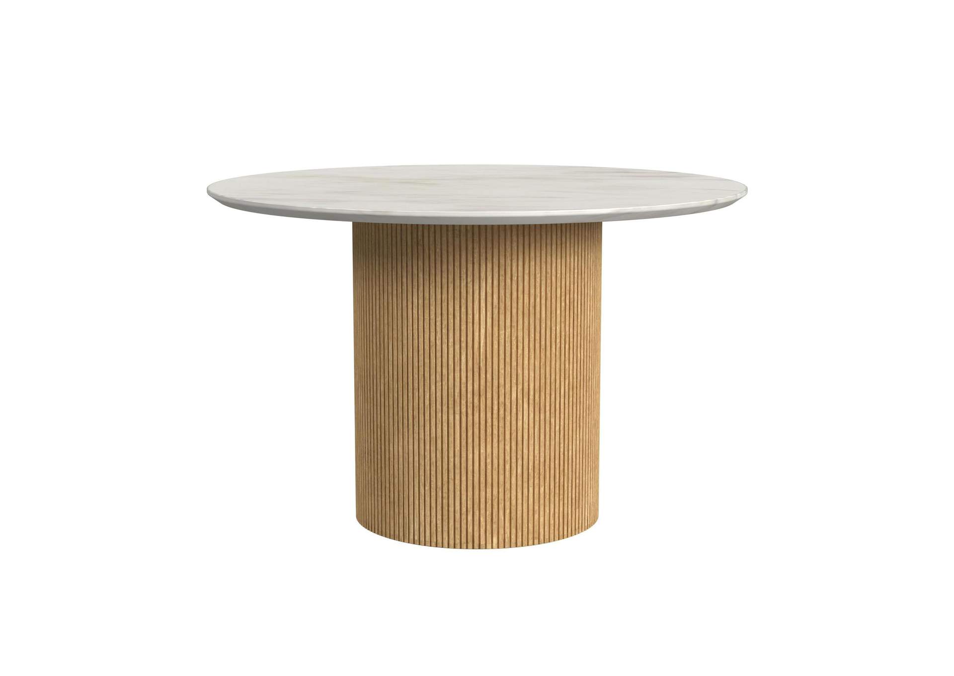 Sylvie Round Dining Table With White Faux Marble Top In Natural image 6