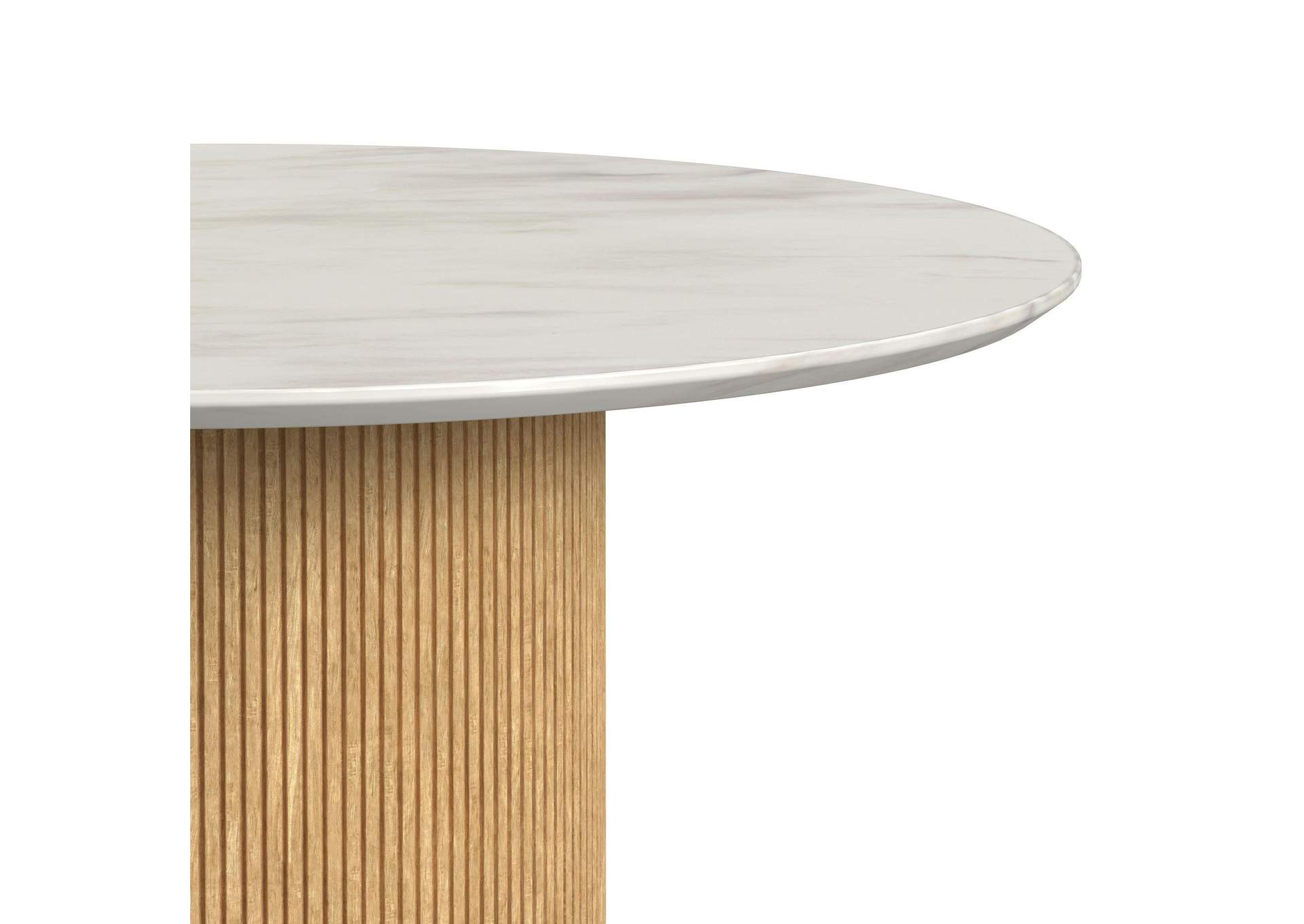 Sylvie Round Dining Table With White Faux Marble Top In Natural image 3