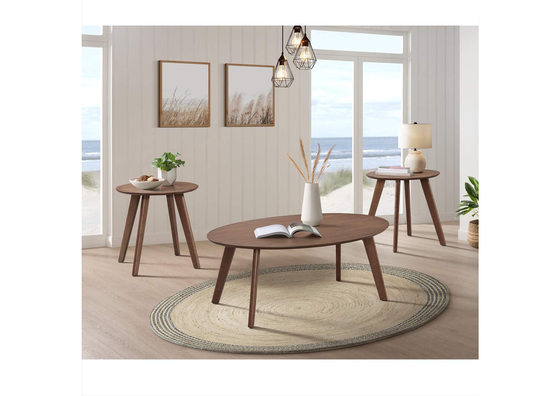 Theo 3 Piece Occasional Table Set Set With Coffee Table And 2 End Tables In Walnut image 1