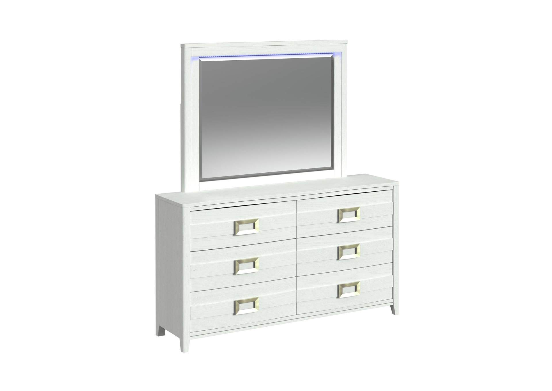 Tobias Dresser And Mirror Set With Led In White image 3