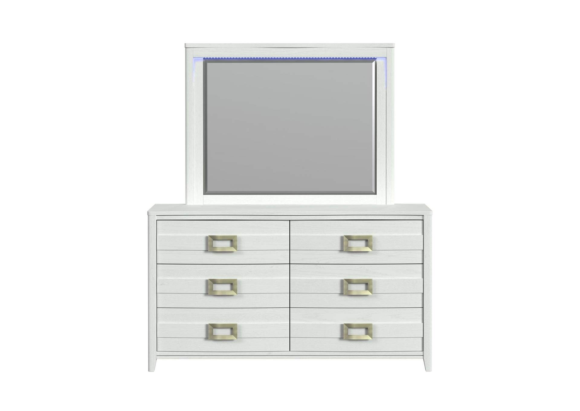 Tobias Dresser And Mirror Set With Led In White image 5