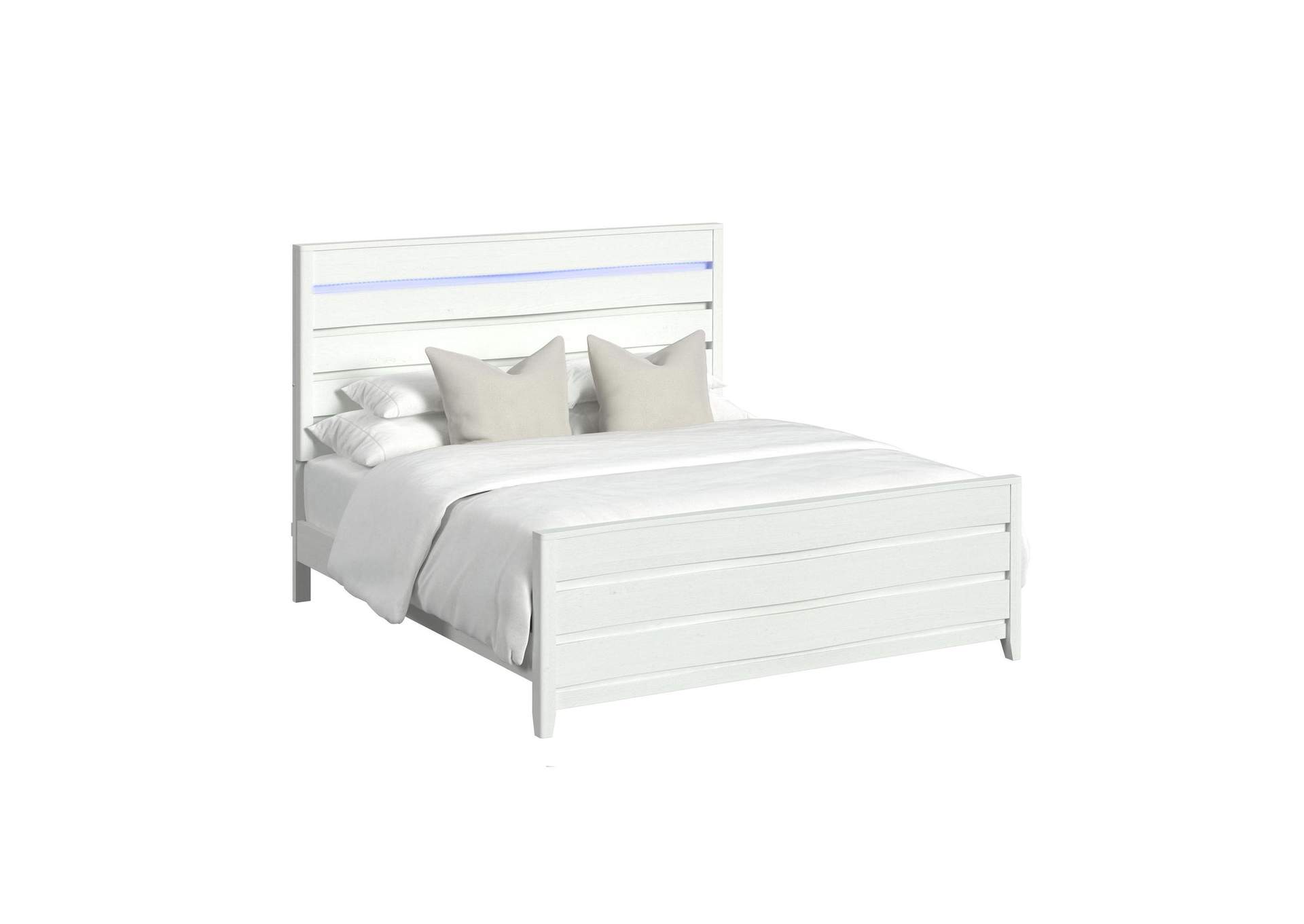 Tobias King Bed With Led In White image 4