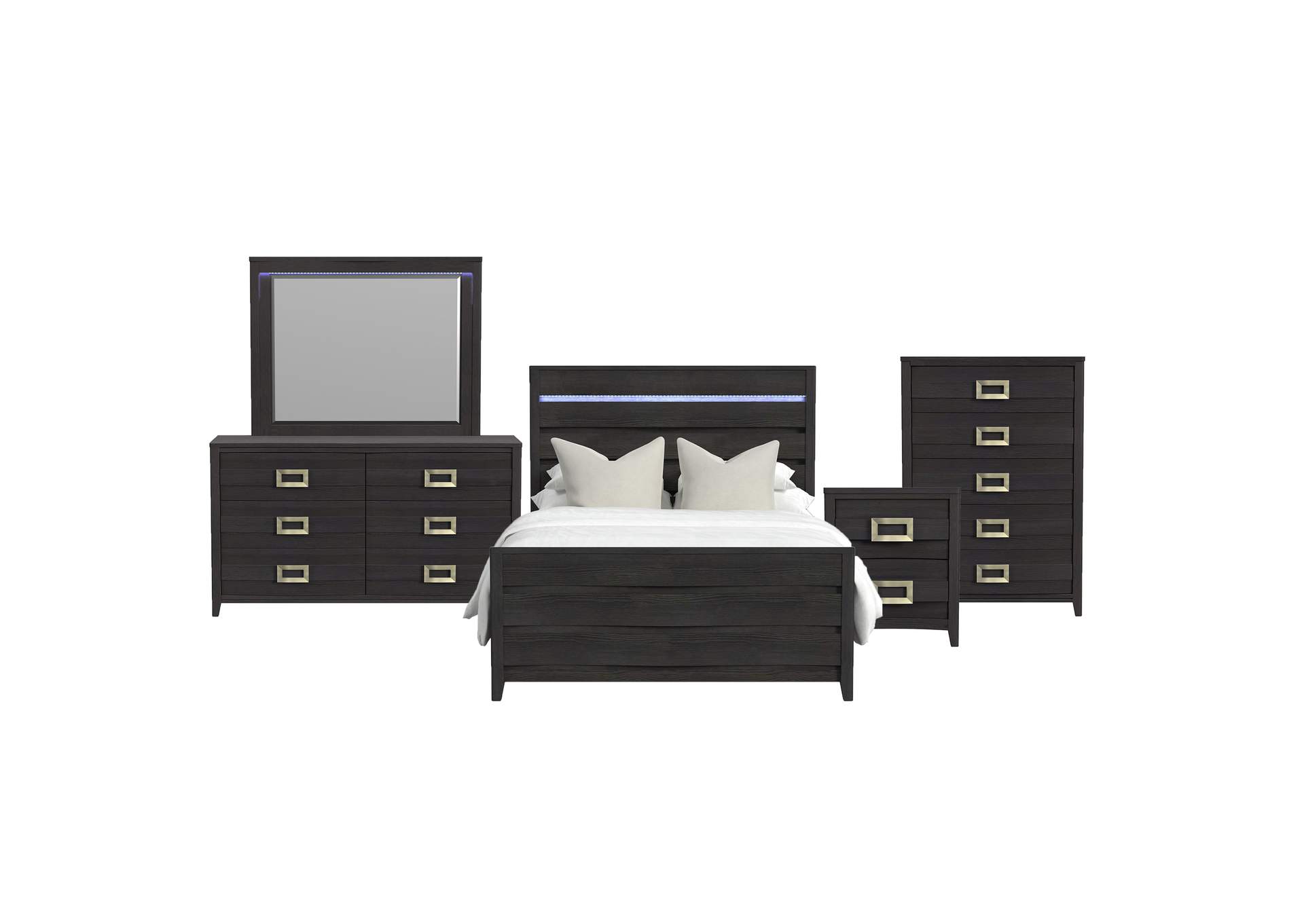Tobias Queen 5 Piece Bedroom Set With Led In Black image 17