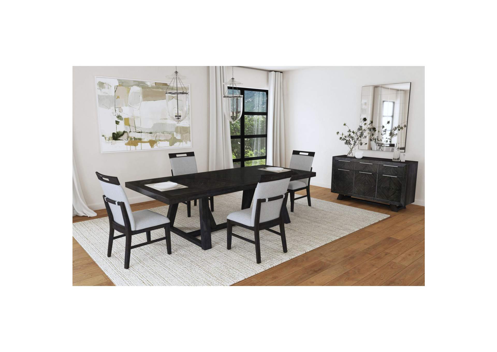 Transcend 5 Piece Standard Height Dining Set In Charcoal - Table And Four Chairs image 1