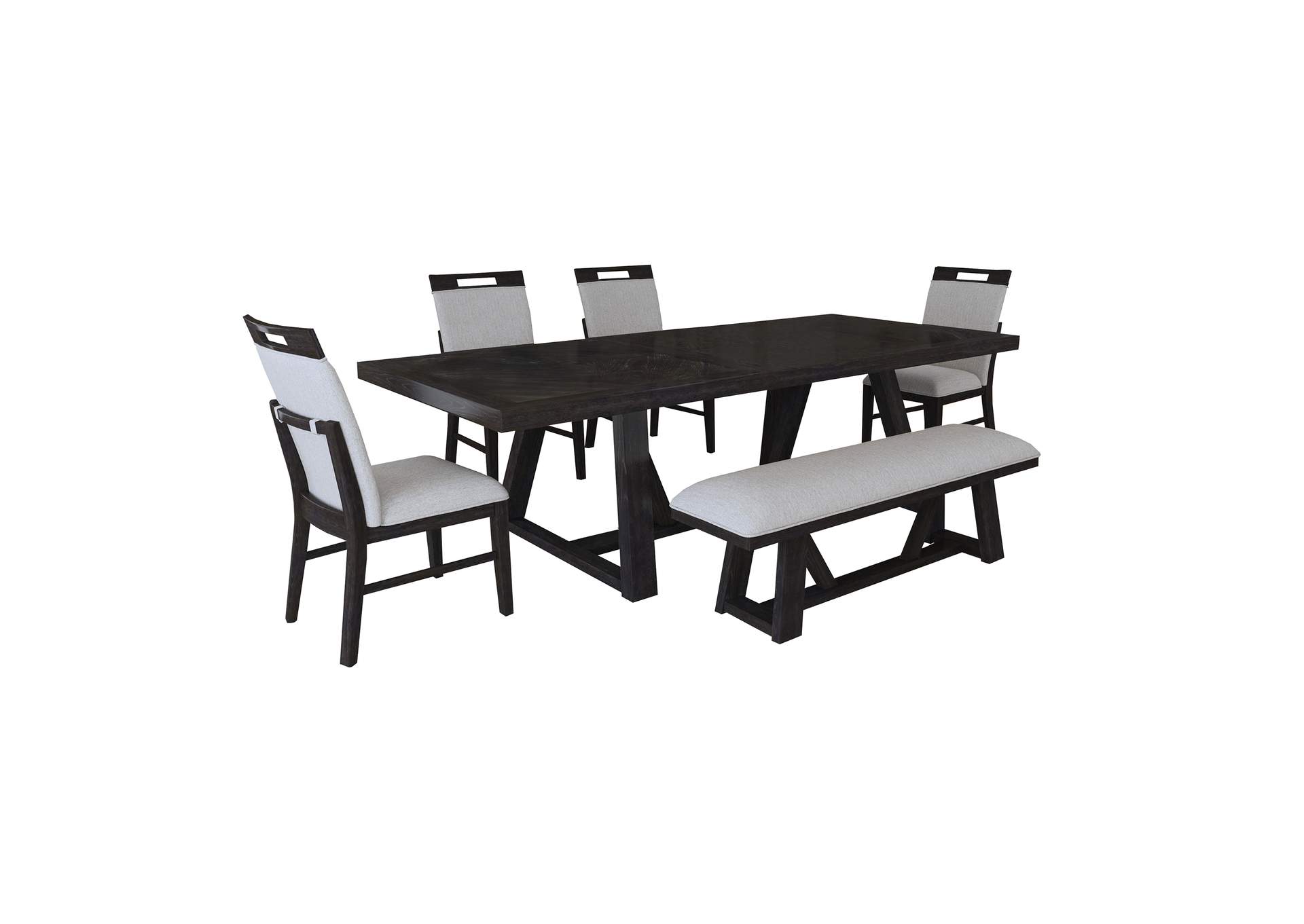 Transcend 6 Piece Standard Height Dining Set In Charcoal - Table Four Chairs Bench image 16