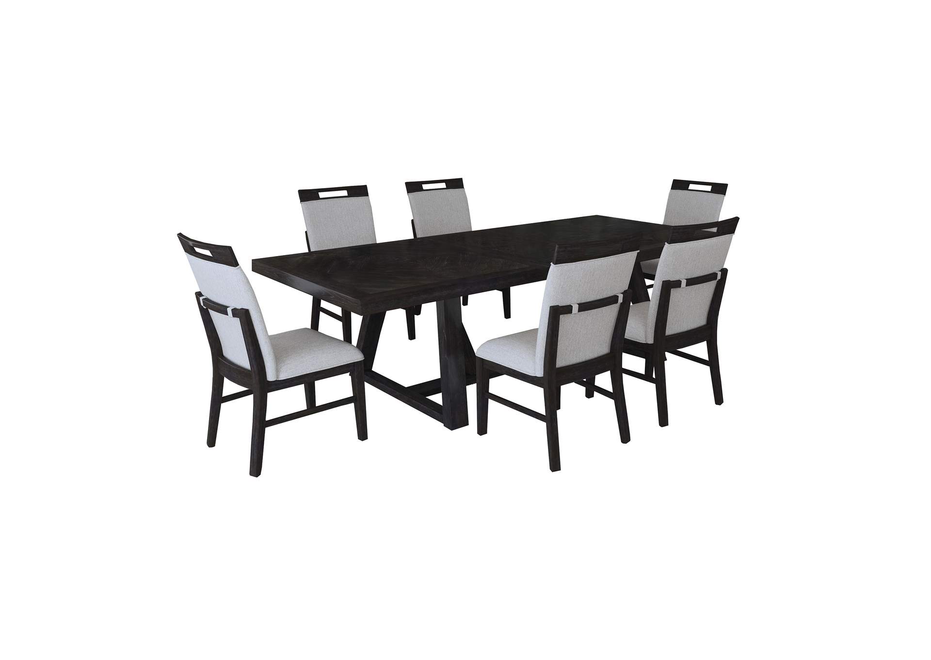Transcend 7 Piece Standard Height Dining Set In Charcoal - Table And Six Chairs image 6