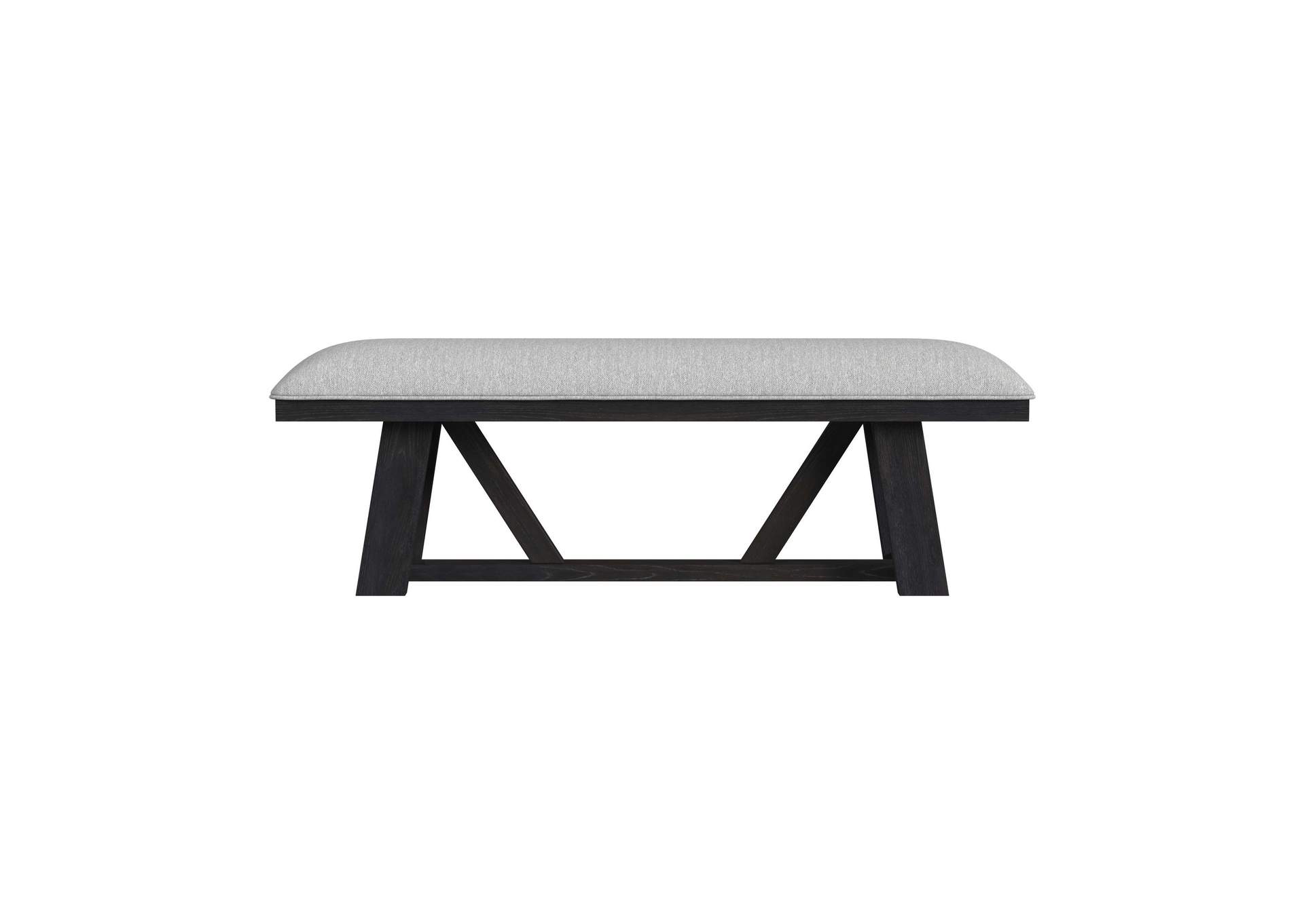 Transcend Dining Bench With Light Grey Fabric In Charcoal