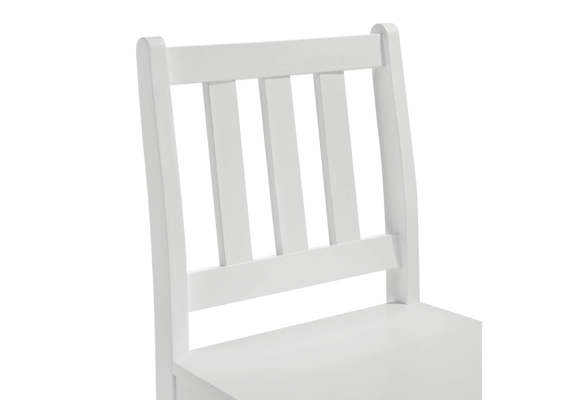 Travis Youth 5 Piece Dining Set With Table And 4 Chairs In White