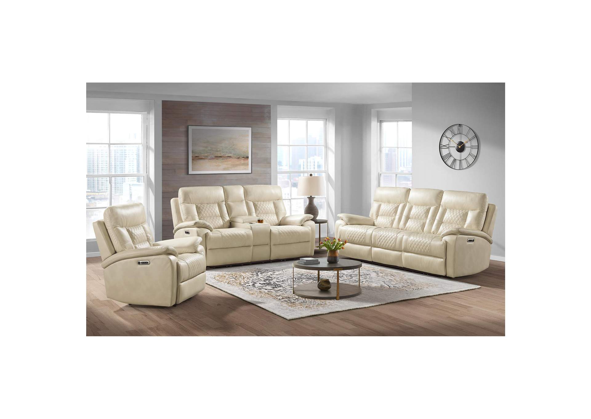 Trinidad Power Recliner With Power Motion Head Recliner In Pebble Cream image 1