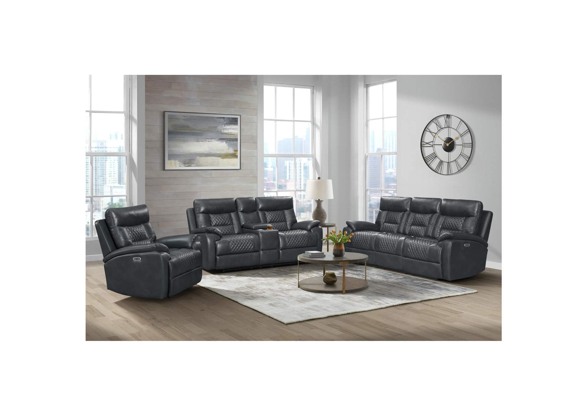 Trinidad Power Recliner With Power Motion Head Recliner In Pebble Grey image 1