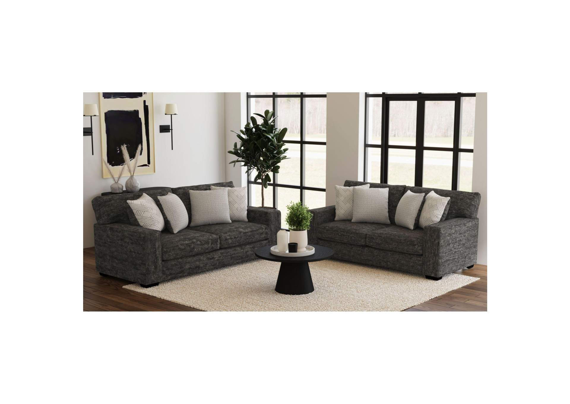 Tully Sofa In Galactic Charcoal With 4 Pillows image 1