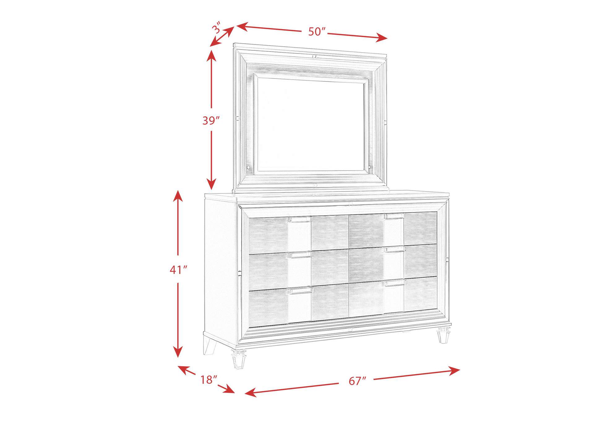 Twenty Nine 6 - Drawer Dresser With Mood Lighting Mirror image 9
