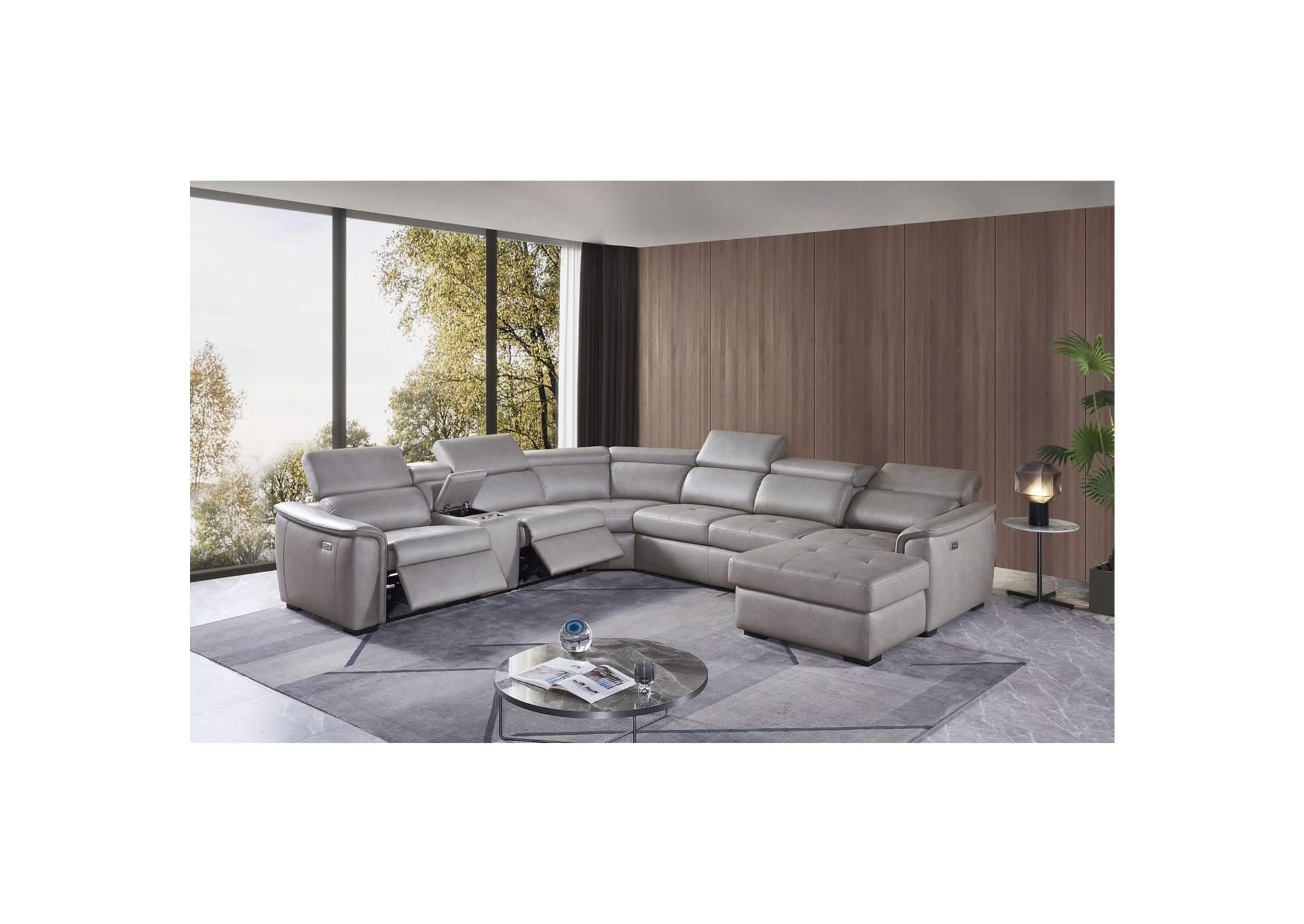 Typhoon Right Hand Facingstorage Chaise Power Reclining Back In Darlington Pewter image 1