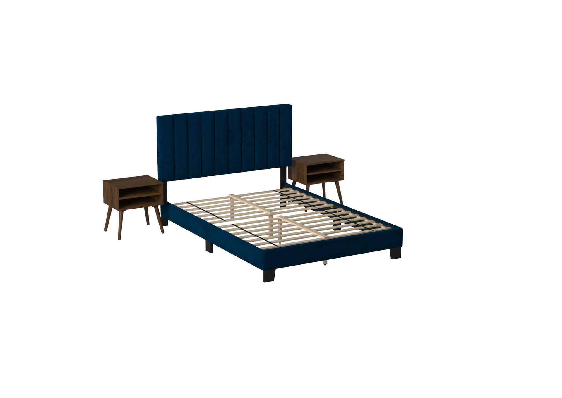 Coyote Queen Bed With Carroll Navy With Two End Table image 5
