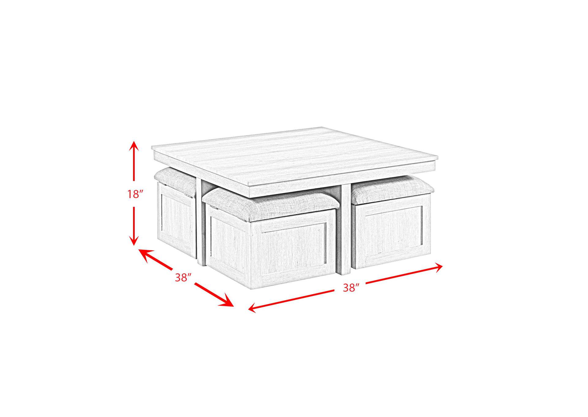 Uster Coffee Table With Four Storage Stools Grey image 11
