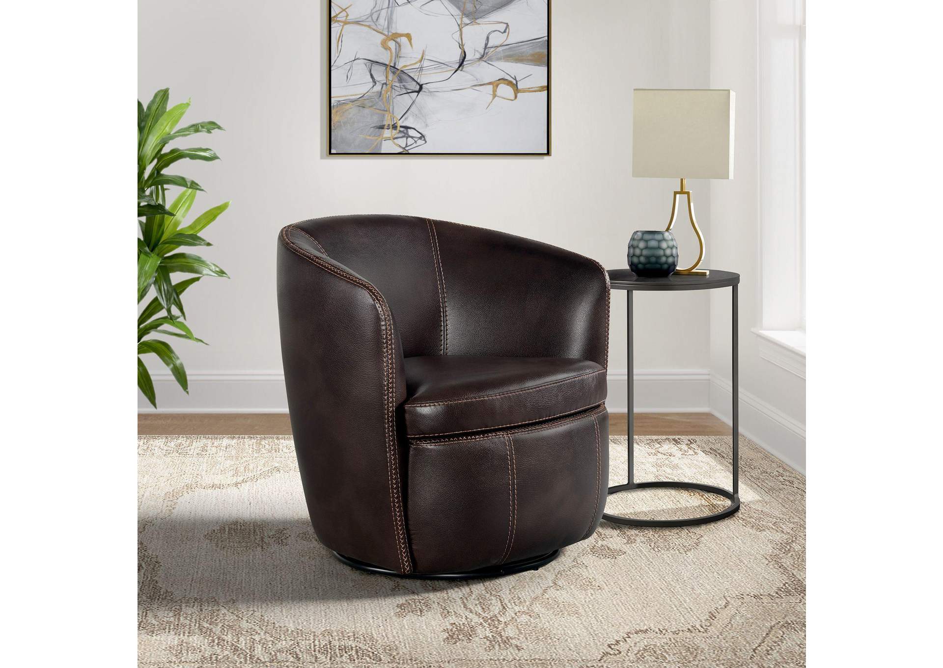 Vito Swivel Chair In Pebble Brown image 1