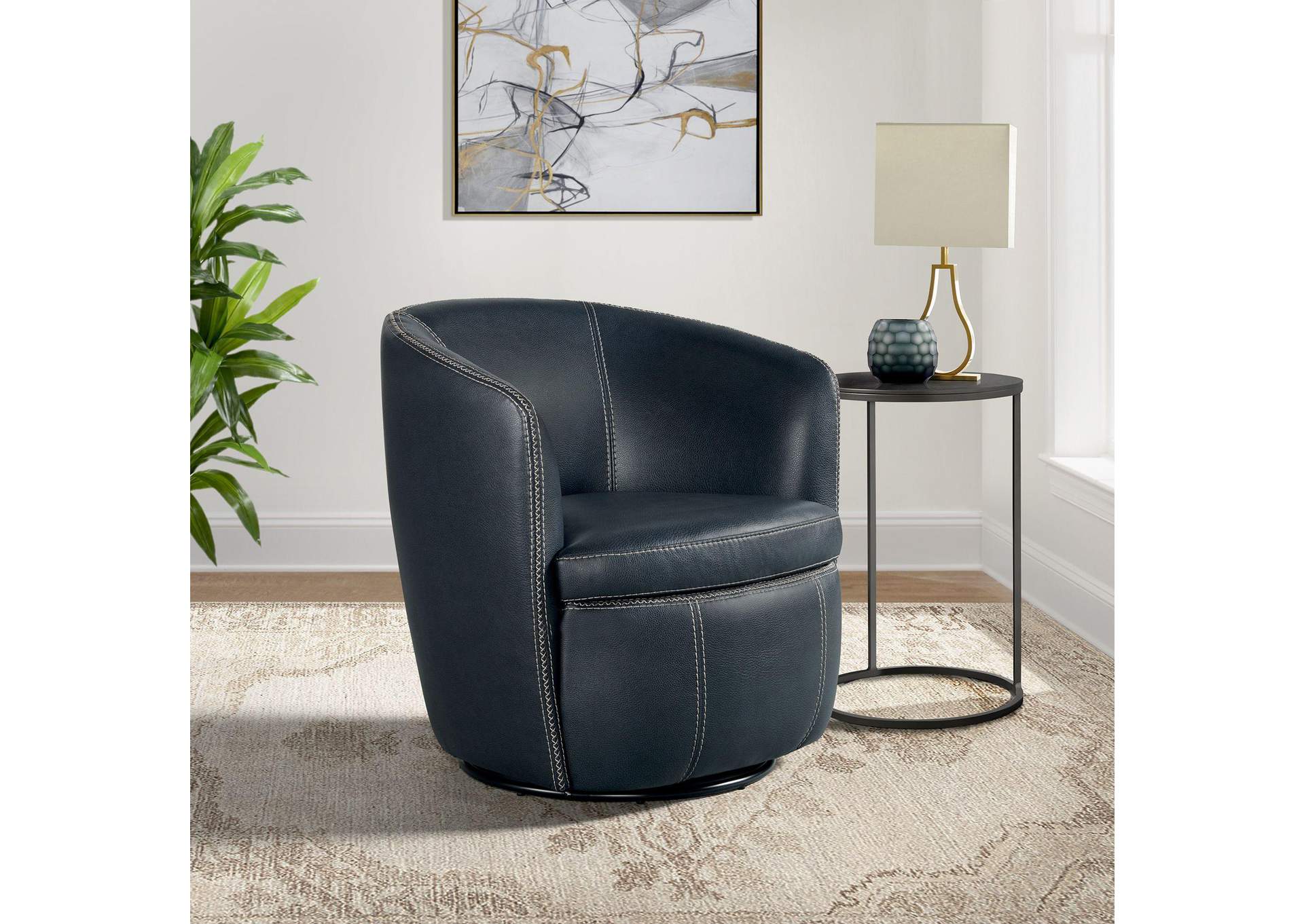 Vito Swivel Chair In Pebble Navy image 1
