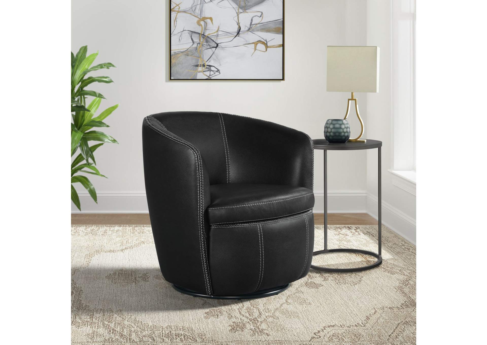 Vito Swivel Chair In Pebble Black