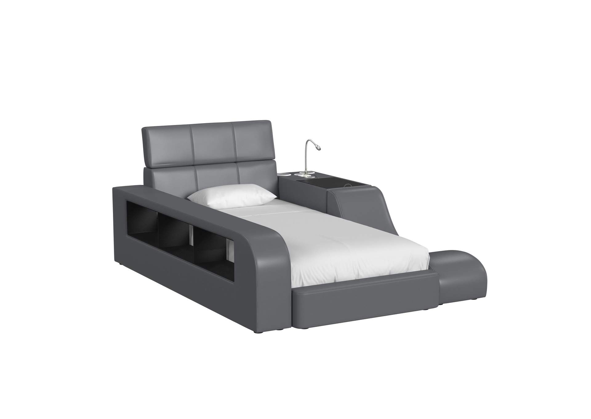 Valari Twin Transformer Bed With Electronic Features In Grey Pu image 3