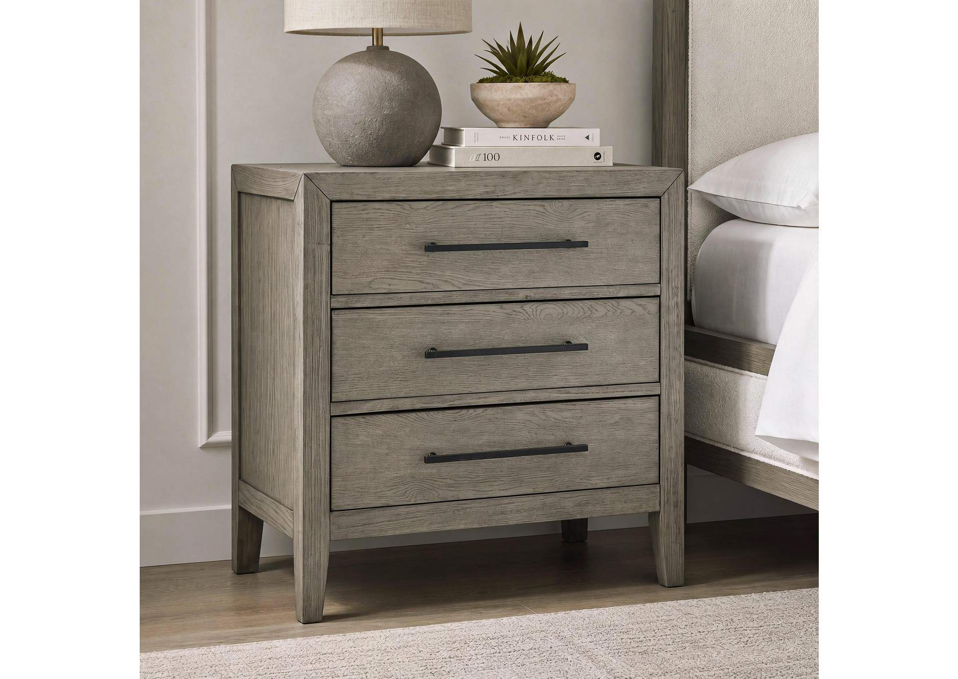Versailles Contemporary 3 - Drawer Nightstand In Grey image 1