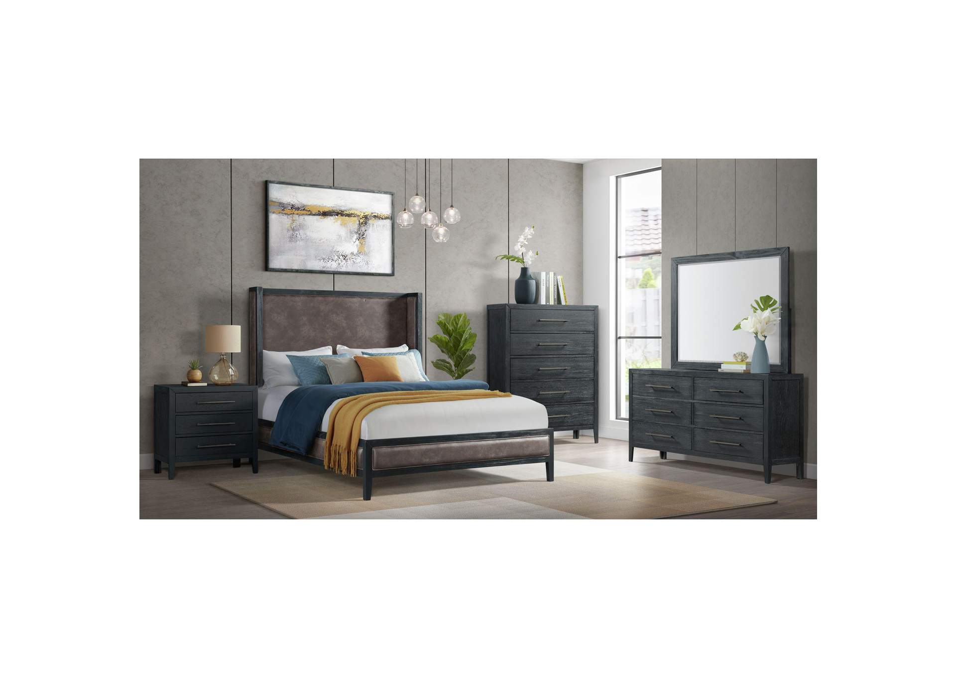 Versailles Contemporary 6 - Drawer Dresser In Black image 1