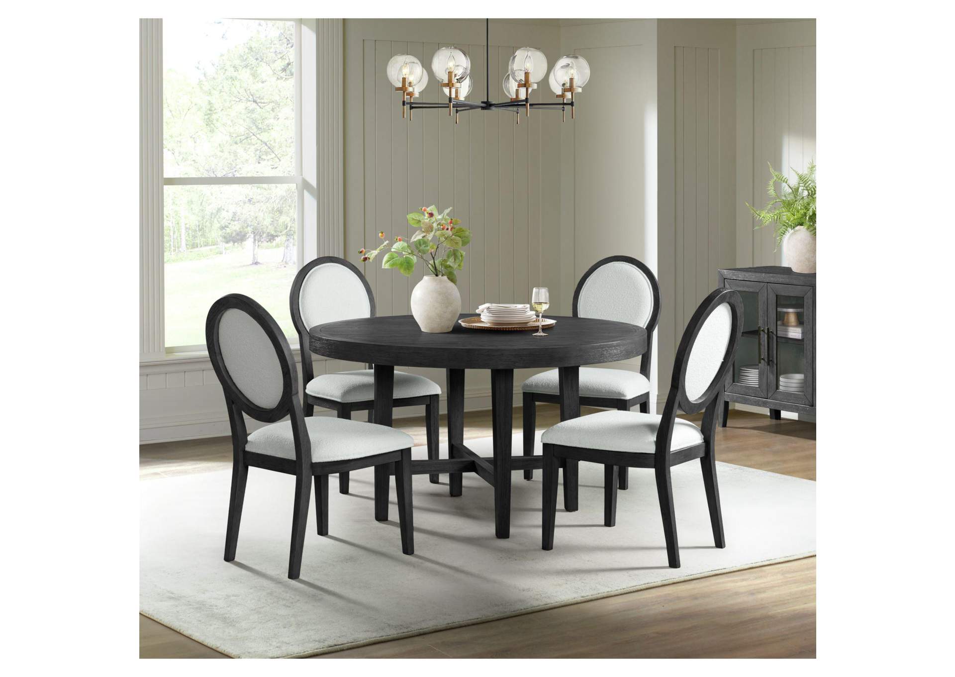 Versailles Contemporary Round Dining Table In Black image 1