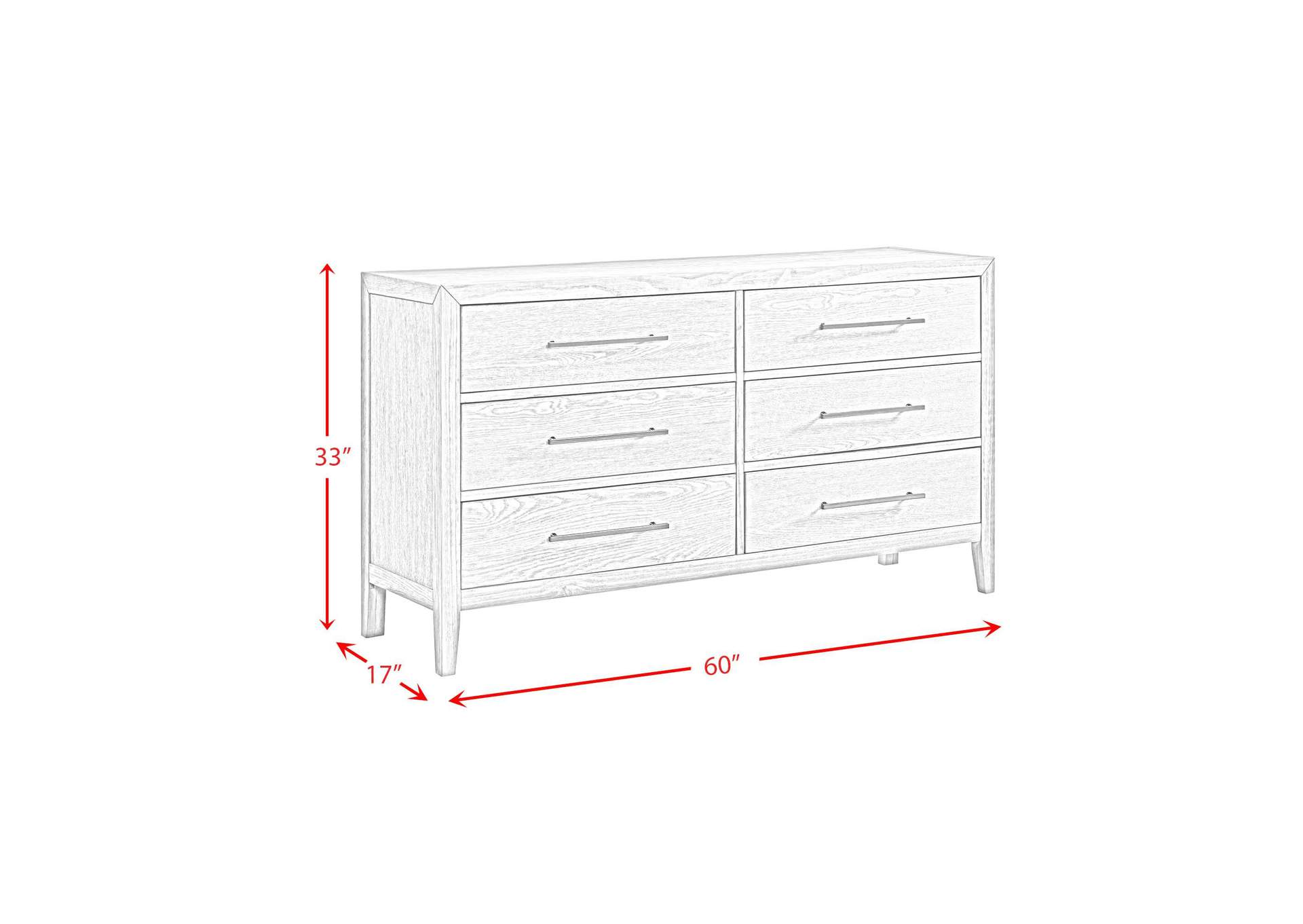 Versailles Contemporary 6 - Drawer Dresser In Grey image 6