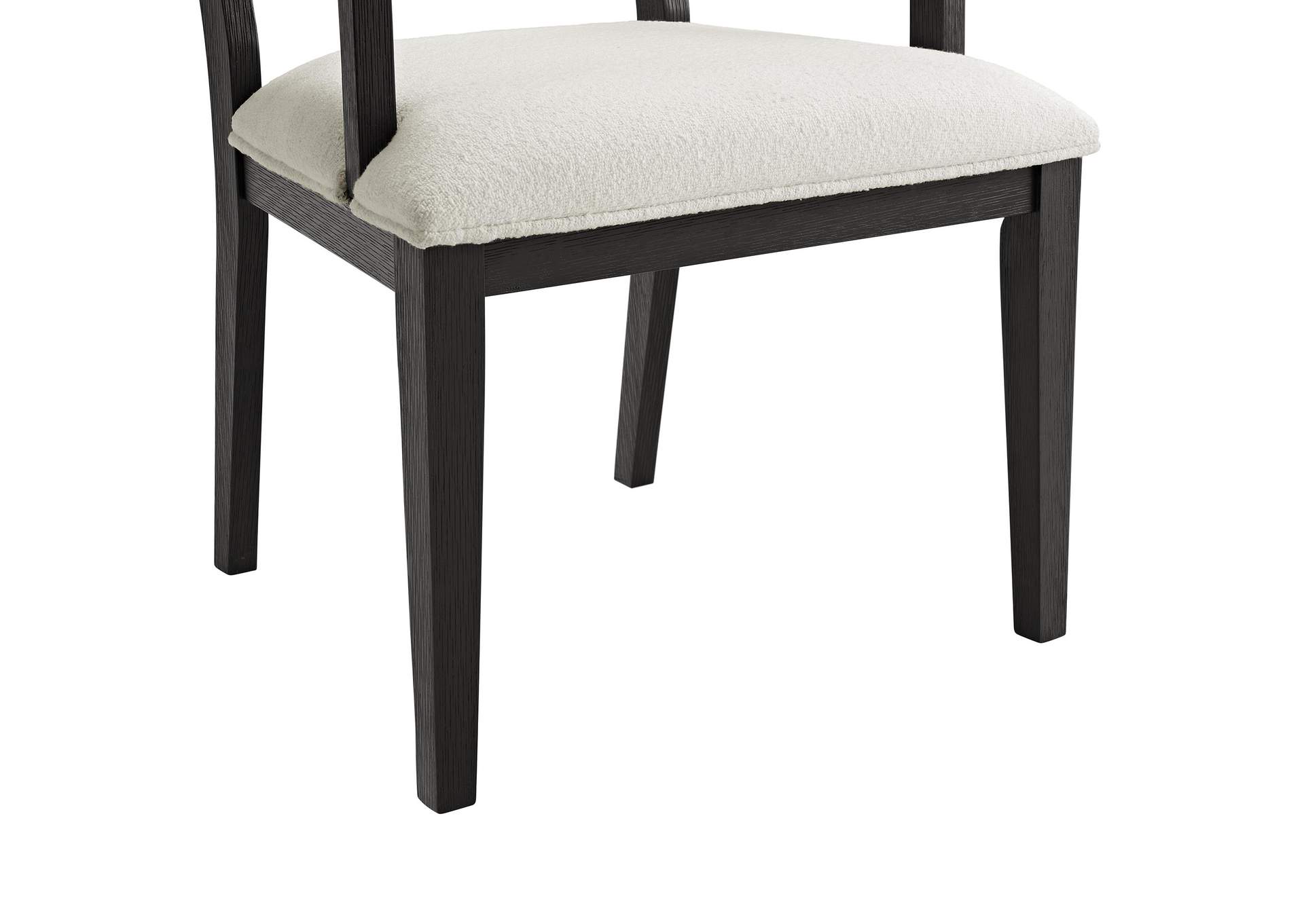 Versailles Contemporary Arm Chair With Boucle White Fabric In Black 2 Per Carton image 8