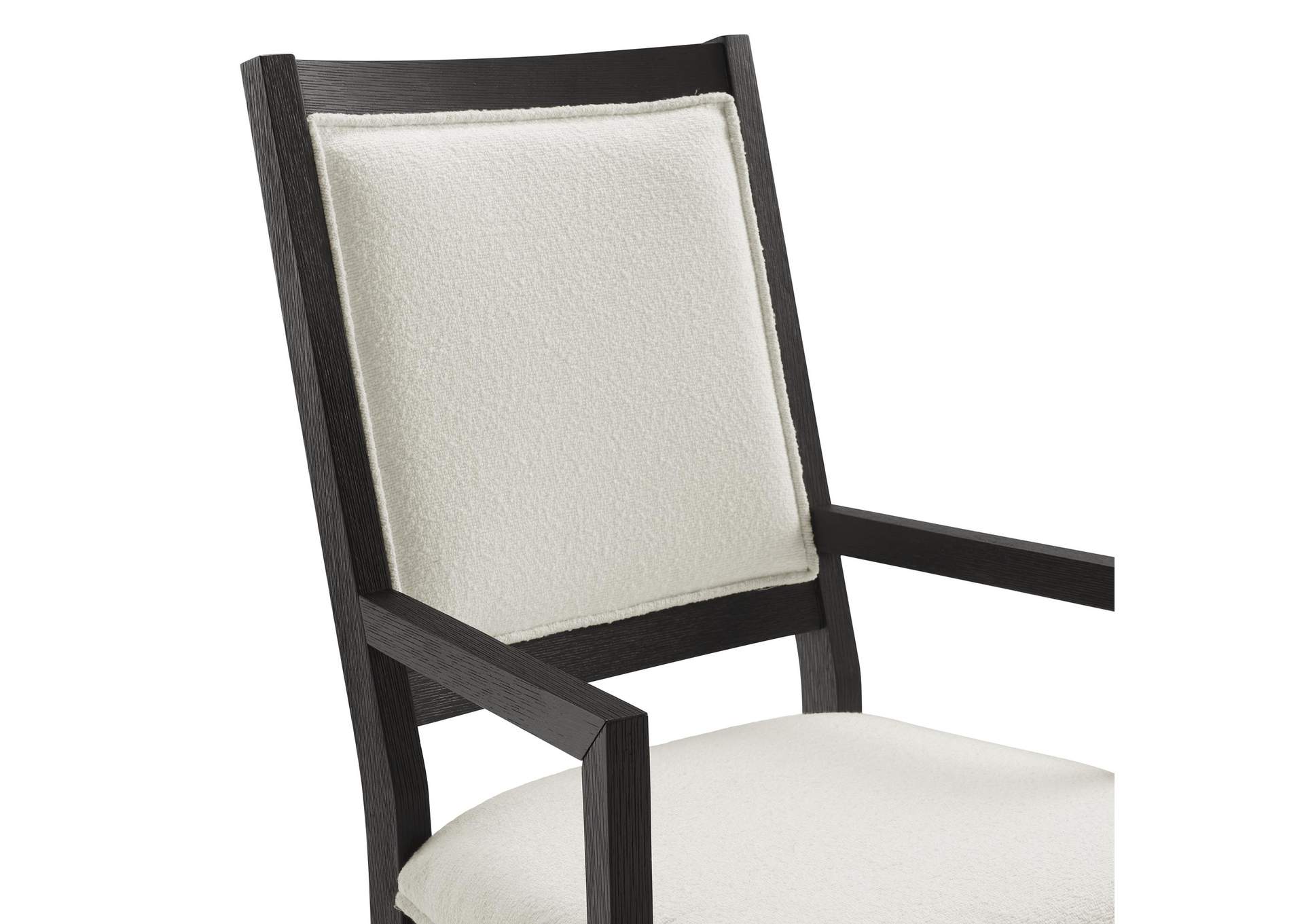 Versailles Contemporary Arm Chair With Boucle White Fabric In Black 2 Per Carton image 5