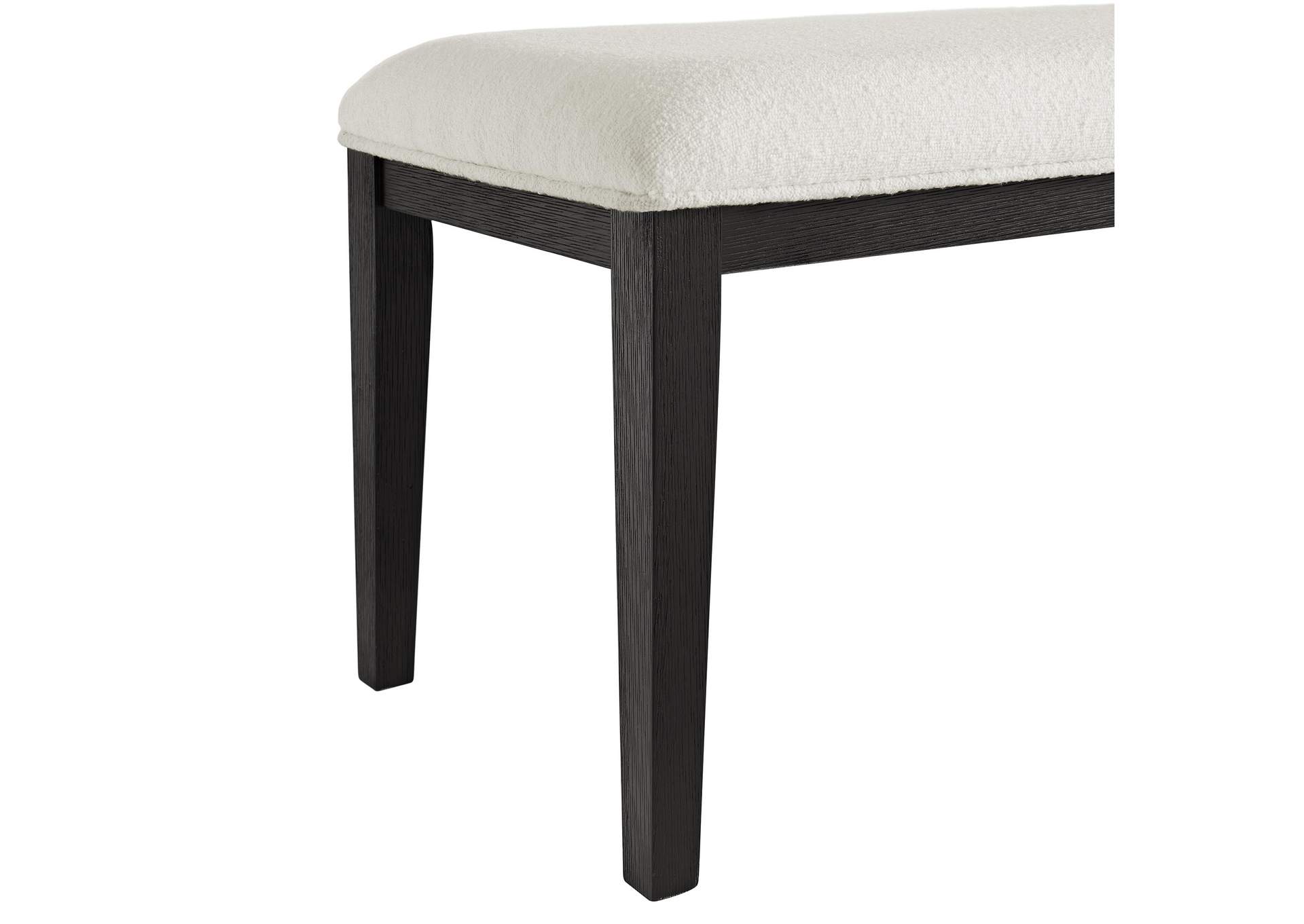 Versailles Contemporary Dining Bench With Boucle White Fabric In Black image 6
