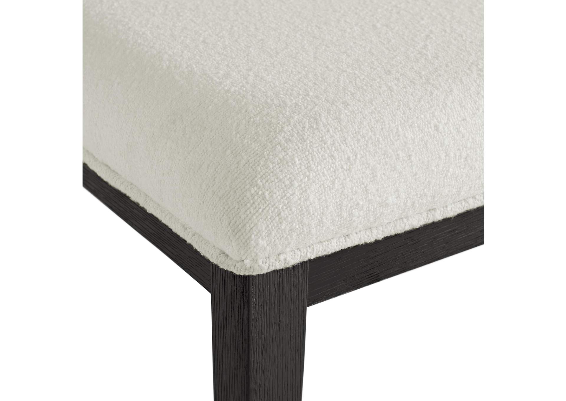 Versailles Contemporary Dining Bench With Boucle White Fabric In Black image 4