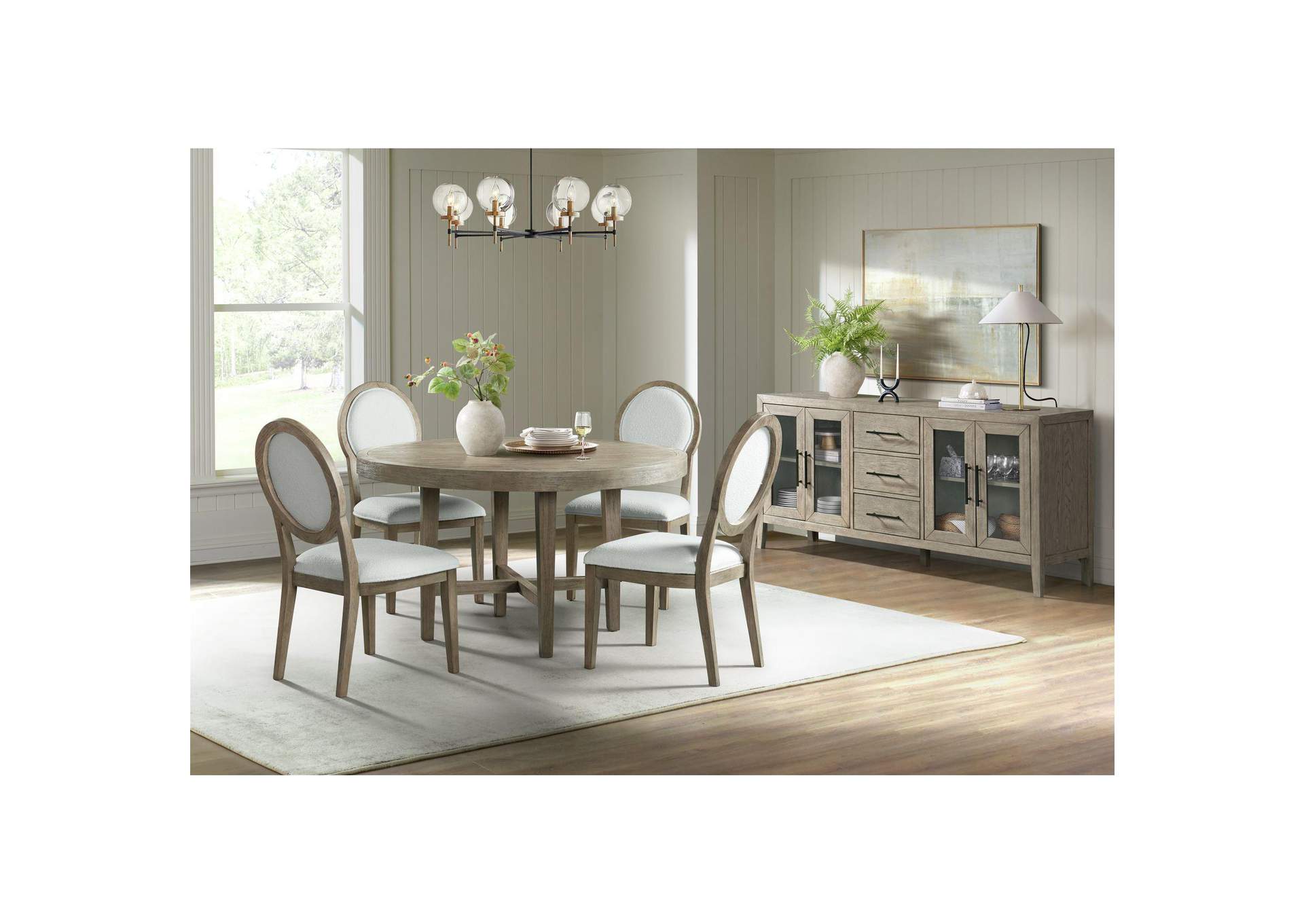 Versailles Contemporary Round Back Dining Chair With Boucle White In Grey 2 Per Carton image 1