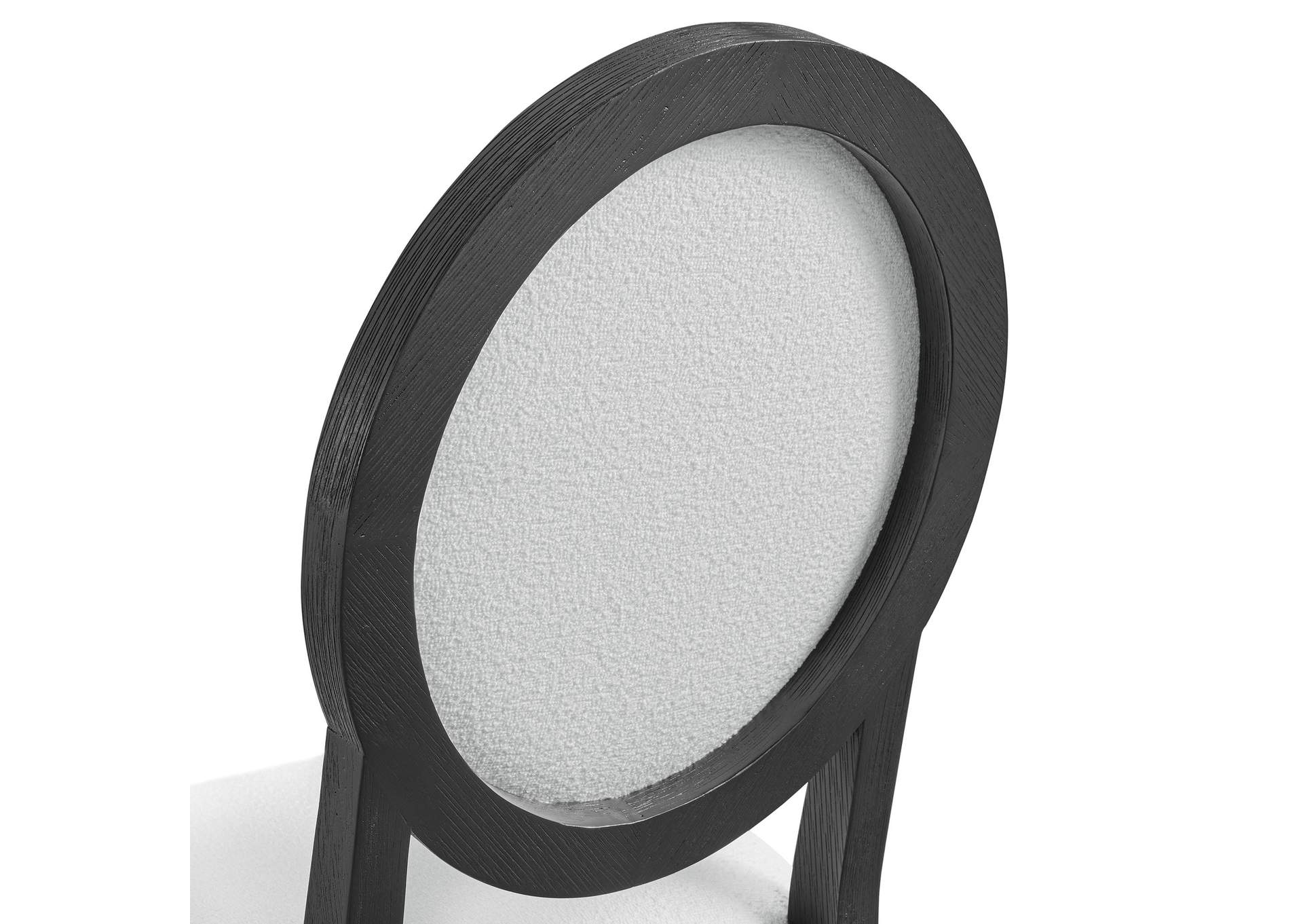 Versailles Contemporary Round Back Dining Chair With Boucle White Fabric In Black 2 Per Carton image 7