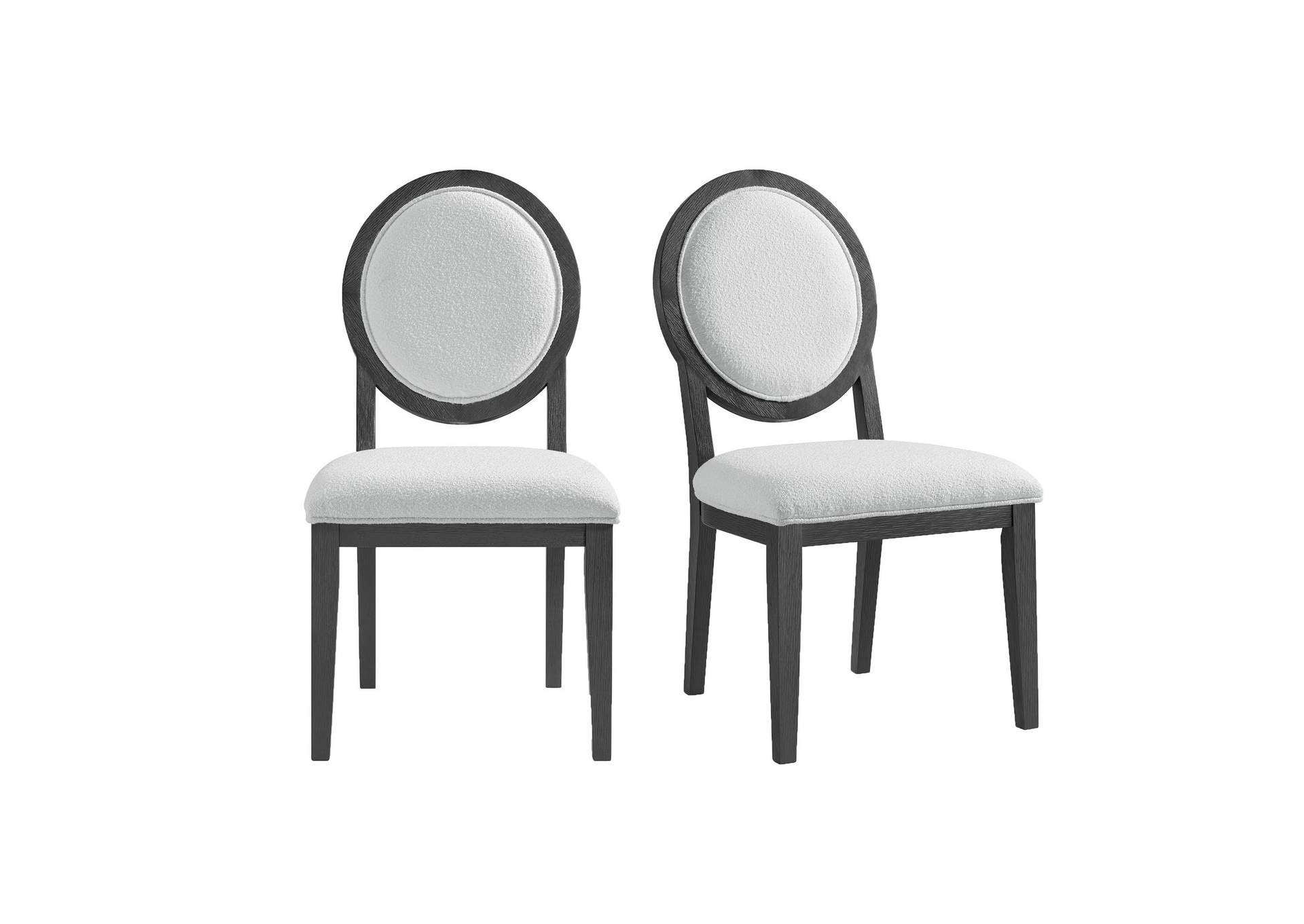 Versailles Contemporary Round Back Dining Chair With Boucle White Fabric In Black 2 Per Carton image 3