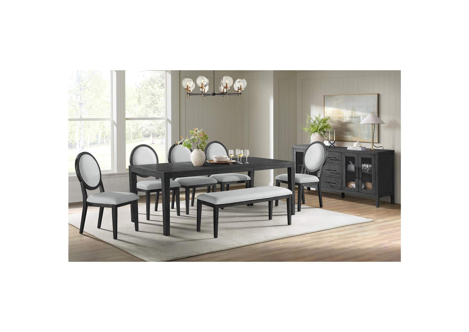 Versailles Contemporary Round Back Dining Chair With Boucle White Fabric In Black 2 Per Carton image 1