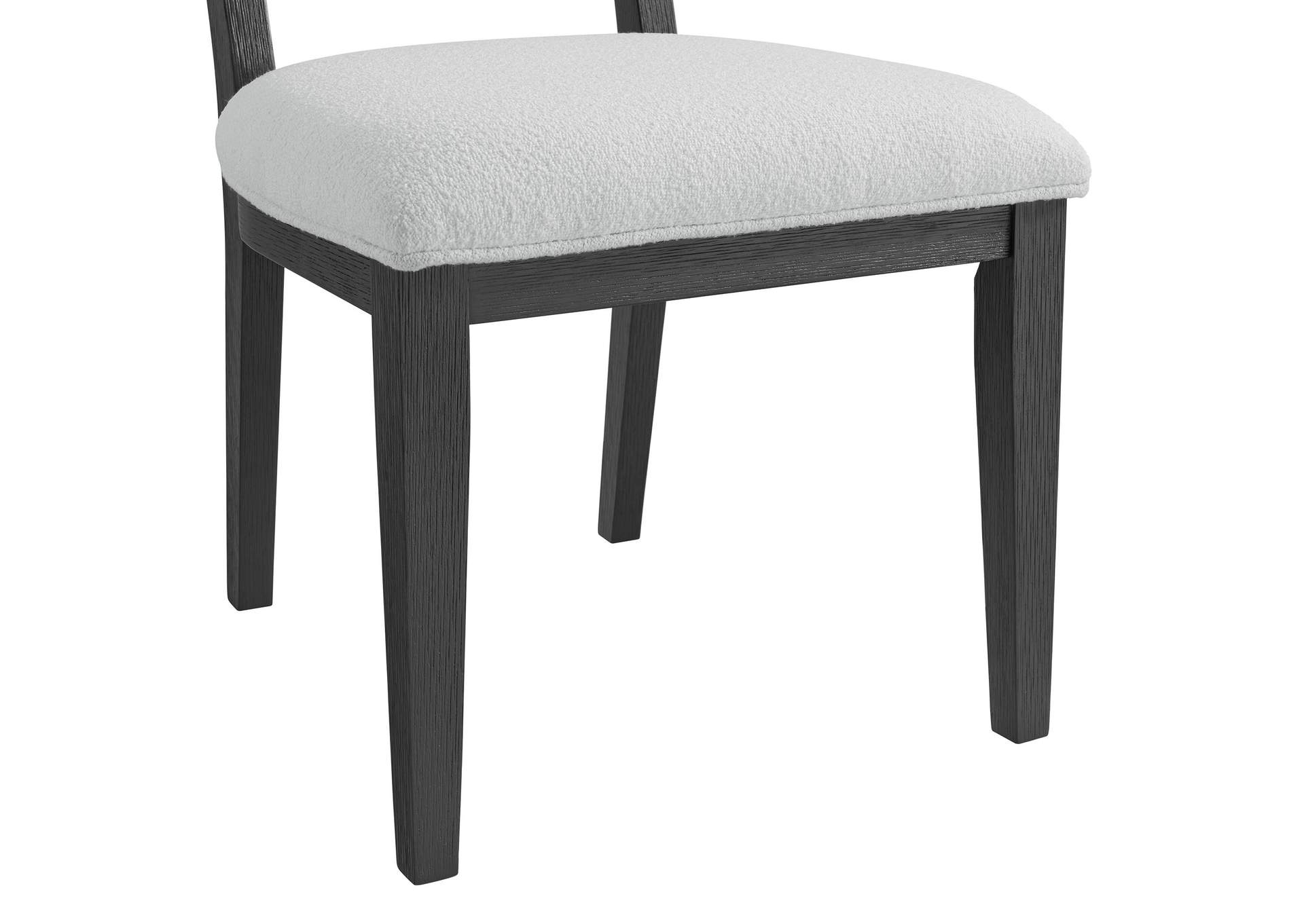 Versailles Contemporary Round Back Dining Chair With Boucle White Fabric In Black 2 Per Carton image 8