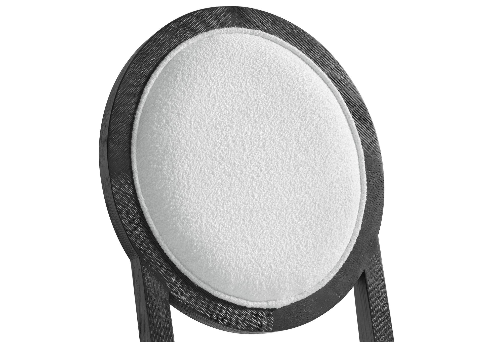 Versailles Contemporary Round Back Dining Chair With Boucle White Fabric In Black 2 Per Carton image 5