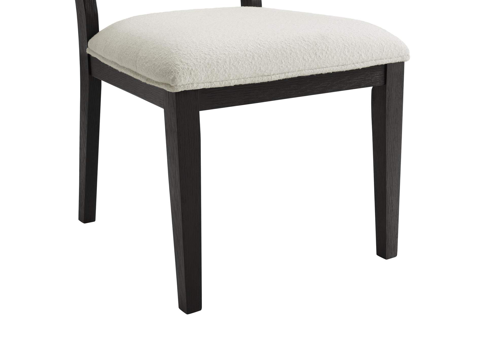 Versailles Contemporary Square Back Dining Chair With Boucle White Fabric In Black 2 Per Carton image 5