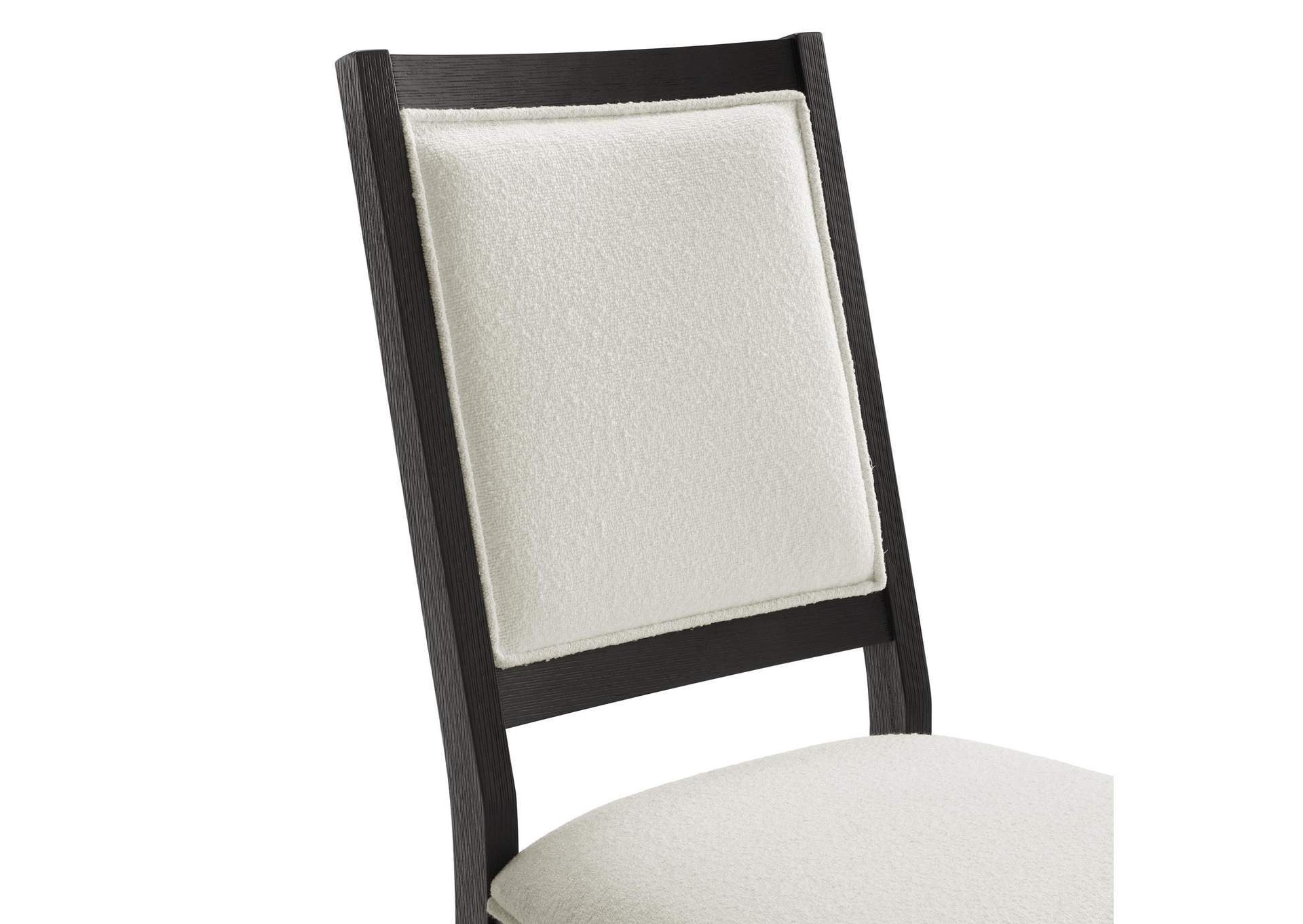 Versailles Contemporary Square Back Dining Chair With Boucle White Fabric In Black 2 Per Carton image 4