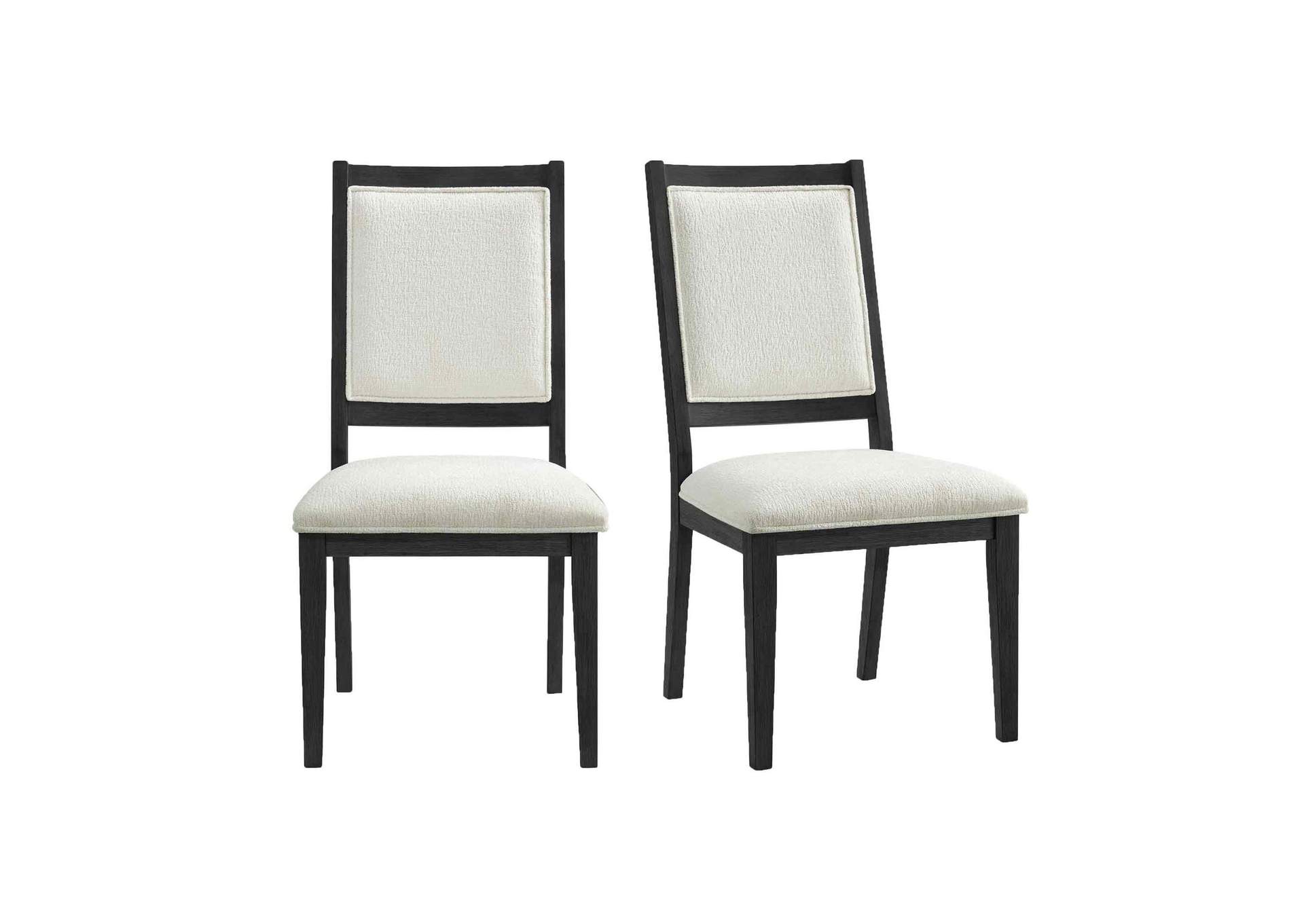 Versailles Contemporary Square Back Dining Chair With Boucle White Fabric In Black 2 Per Carton image 3