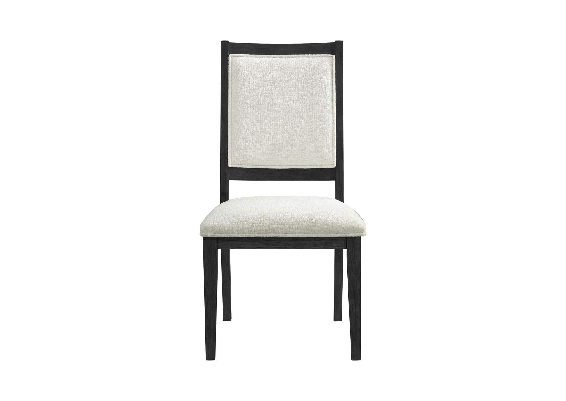Versailles Contemporary Square Back Dining Chair With Boucle White Fabric In Black 2 Per Carton image 11