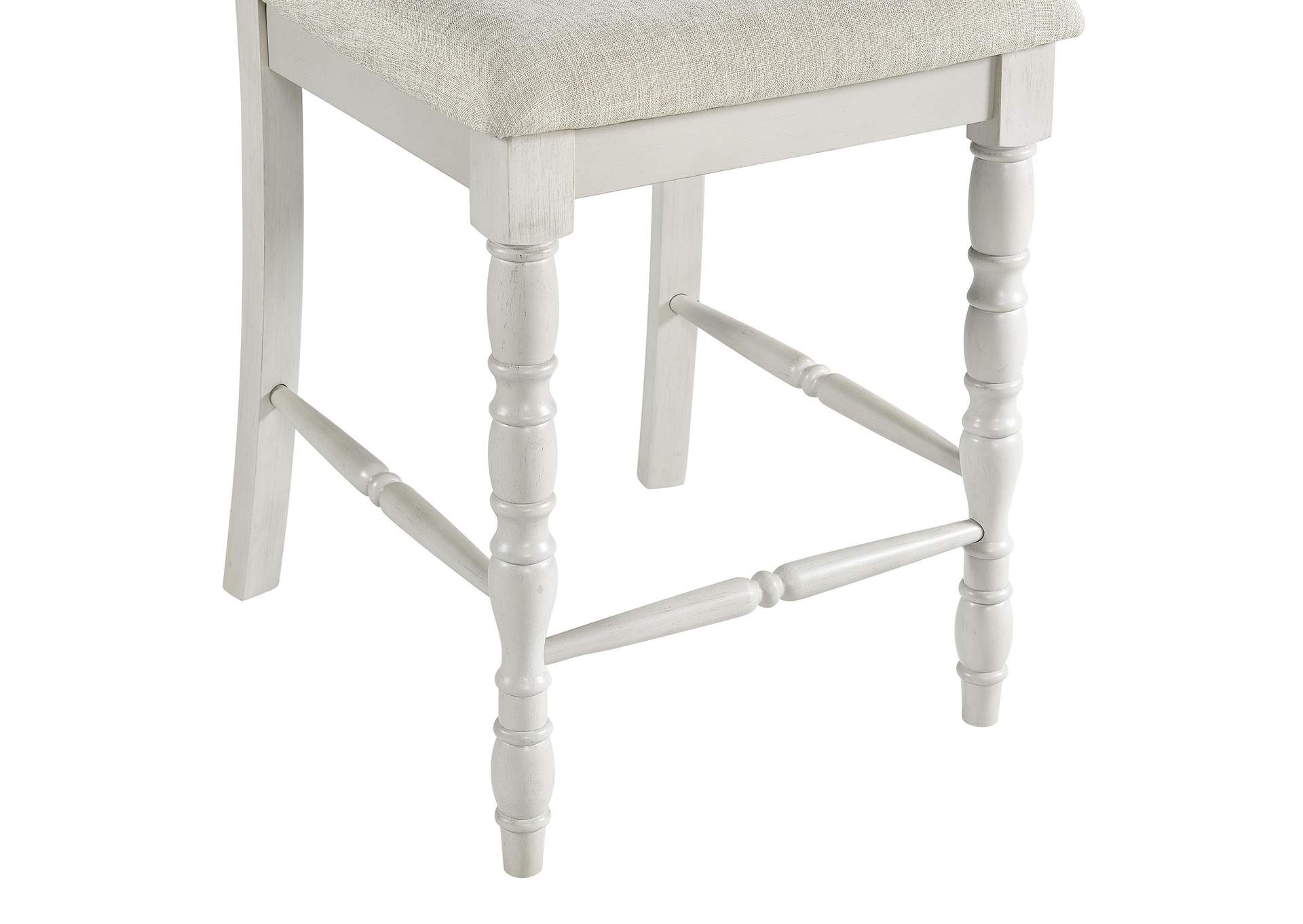 Vesta 5 Piece Counter Set With Upholstery Chairs And Brown Top In White image 9