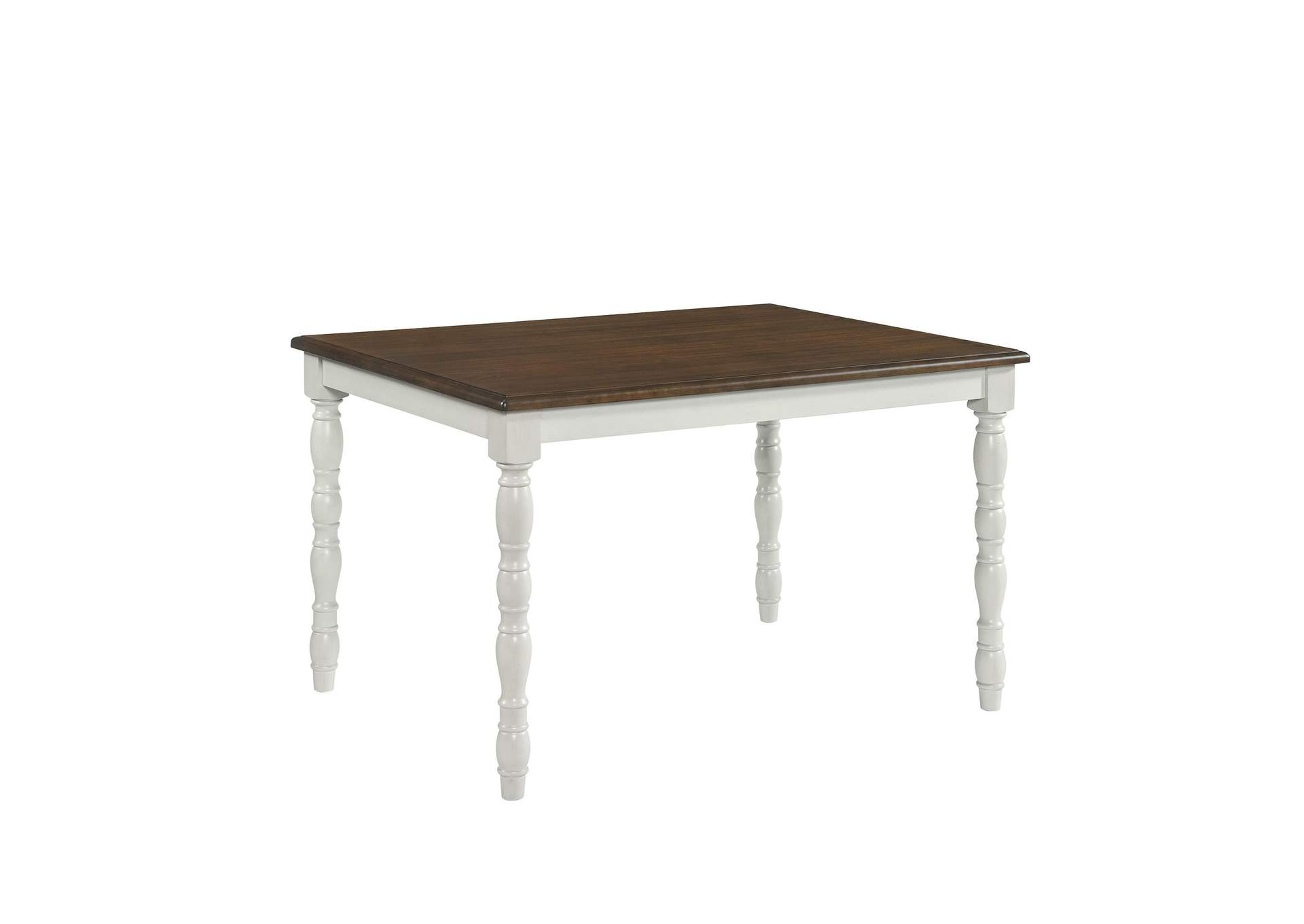 Vesta 5 Piece Dining Set With Brown Top In White image 16