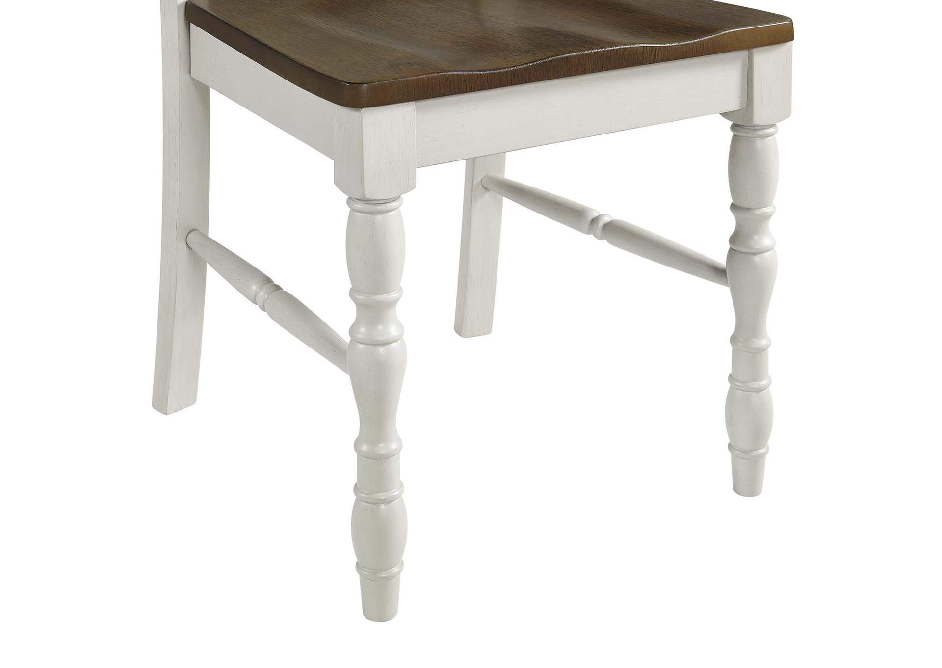 Vesta 5 Piece Dining Set With Brown Top In White image 11