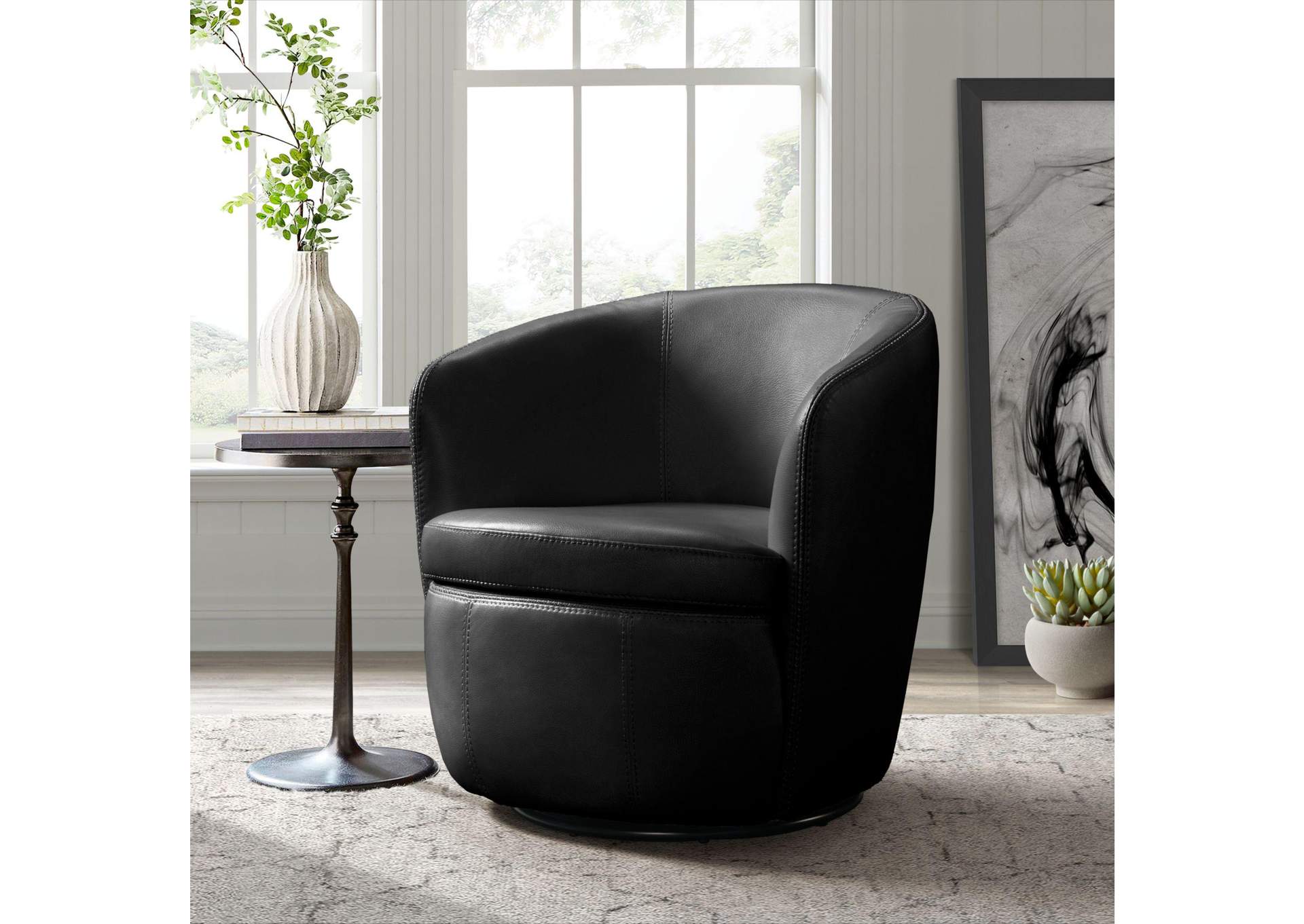 Vito Swivel Chair In Pebble Black image 1